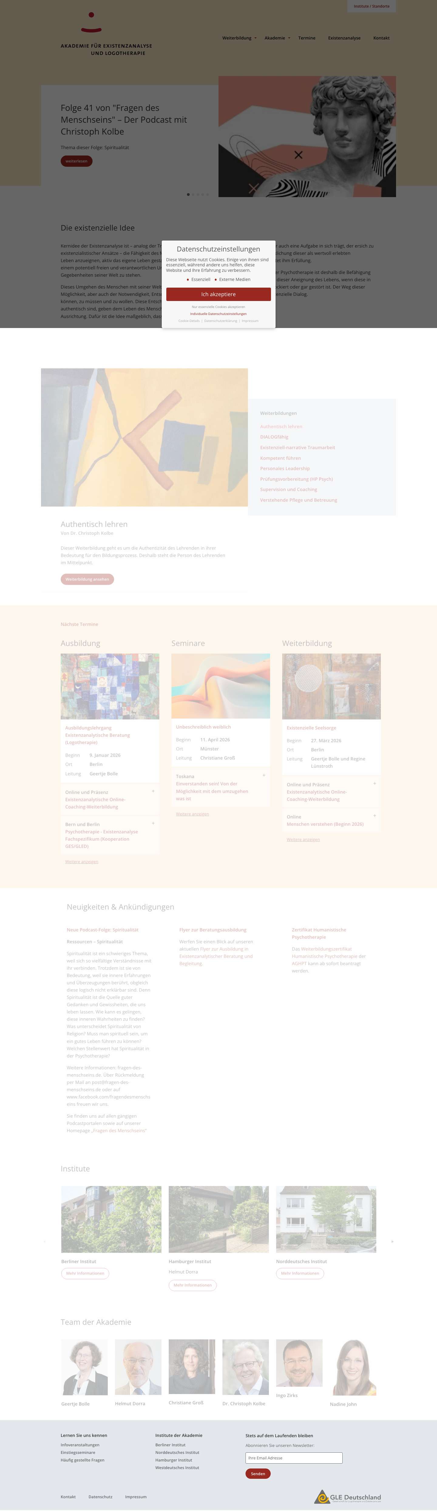 Akademie für Existenzanalyse und Logotherapie - Full Screenshot