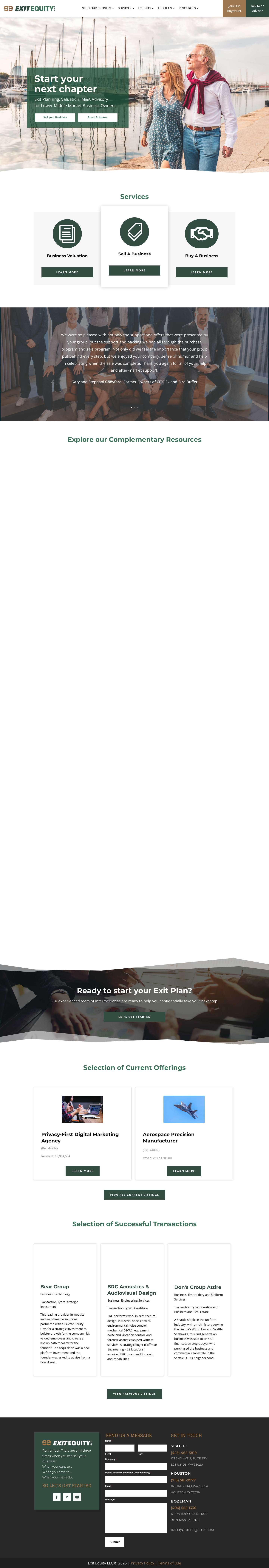 Exit Equity - Business Broker & M&A Advisory - Full Screenshot