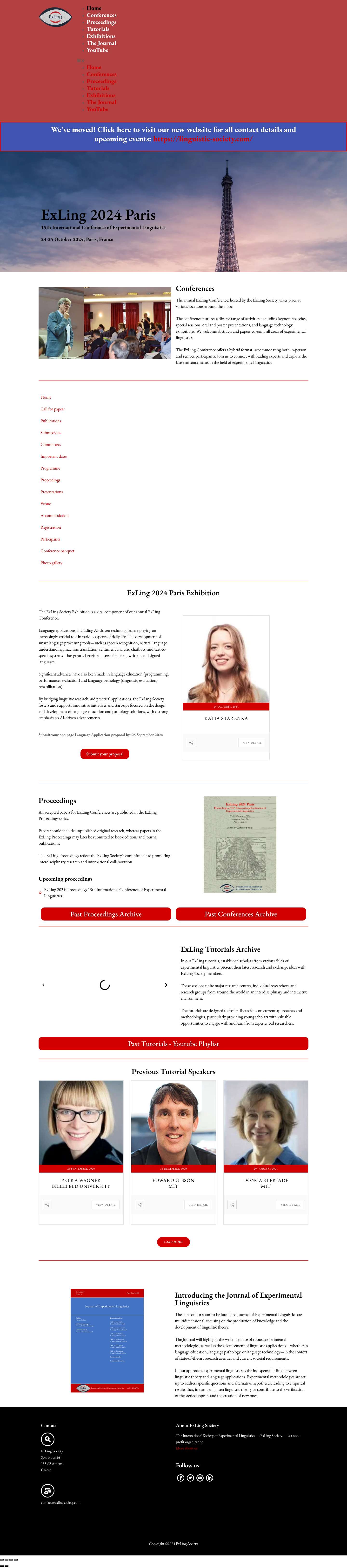 ExLing Society - International Society of Experimental Linguistics - Full Screenshot