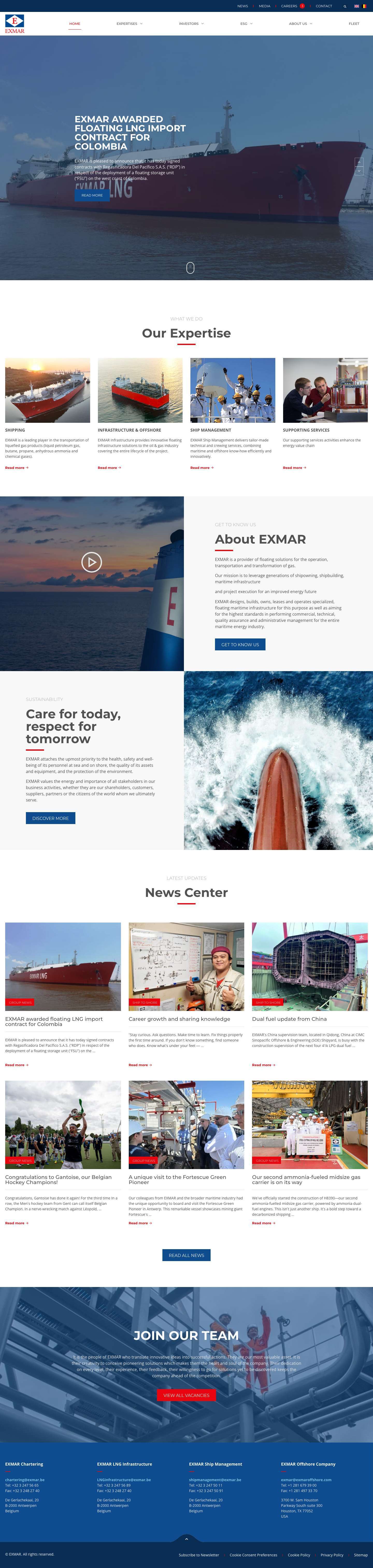 Welcome to EXMAR | Exmar - Full Screenshot