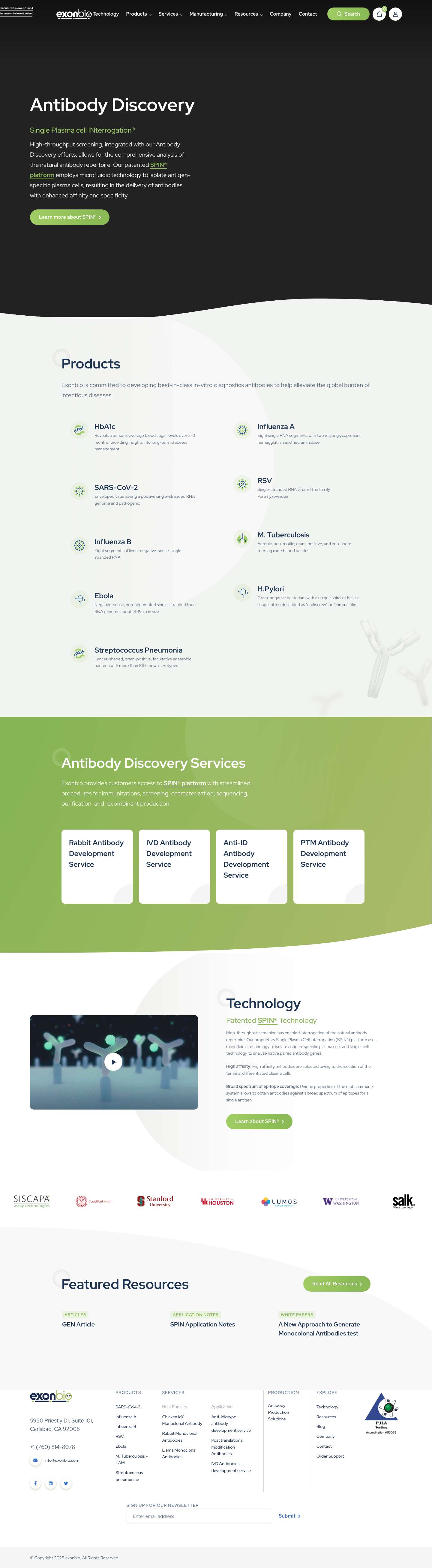 Antibody Discovery | Antibody Development | ExonBio - Full Screenshot
