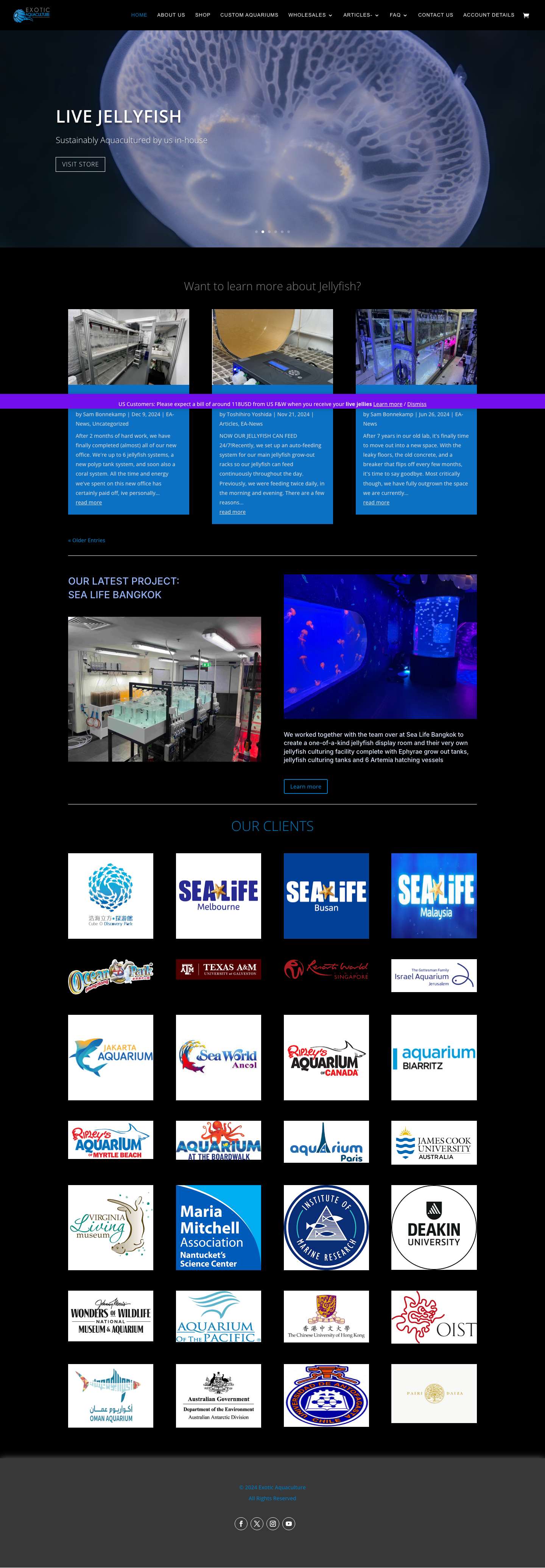 Exotic Aquaculture – International Aquarium Livestock Company - Full Screenshot