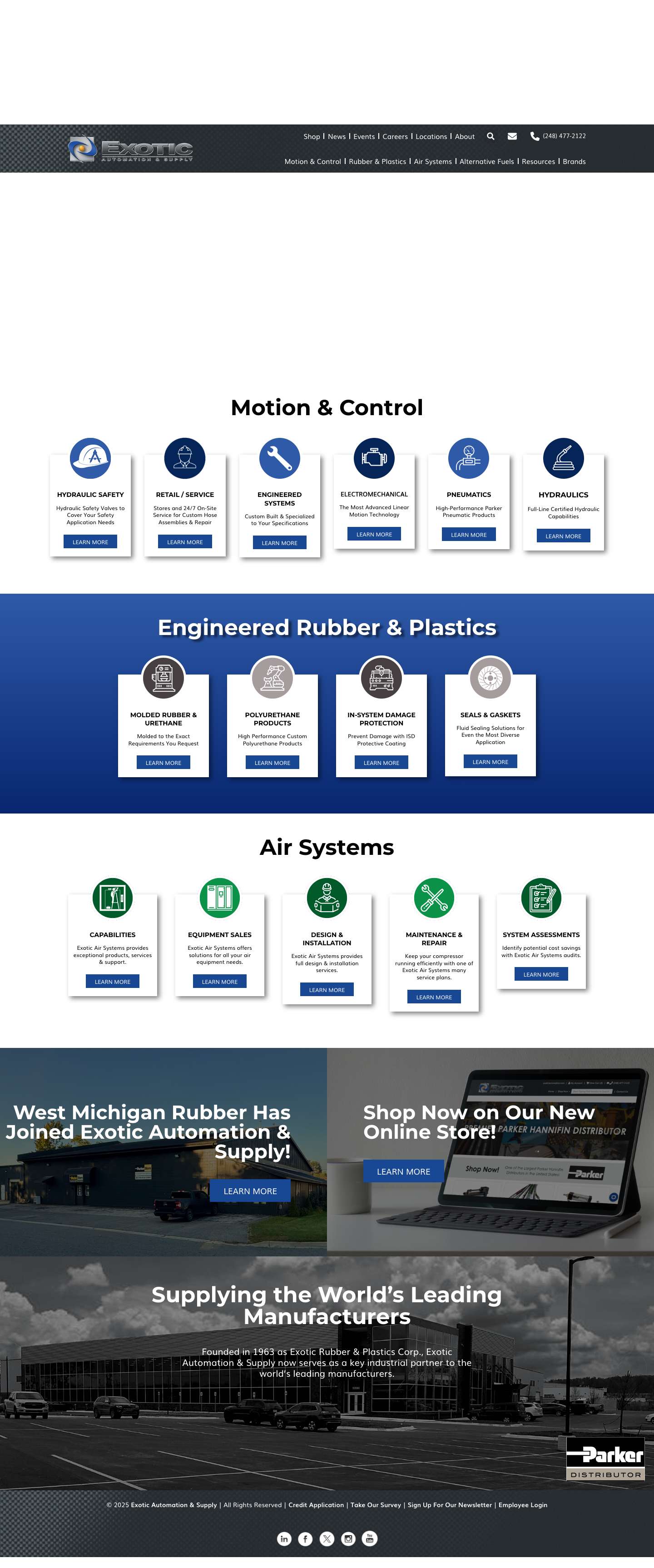 Exotic Automation & Supply – Your Premier Partner for Fluid Power, Automation, Rubber & Plastics and More. - Full Screenshot
