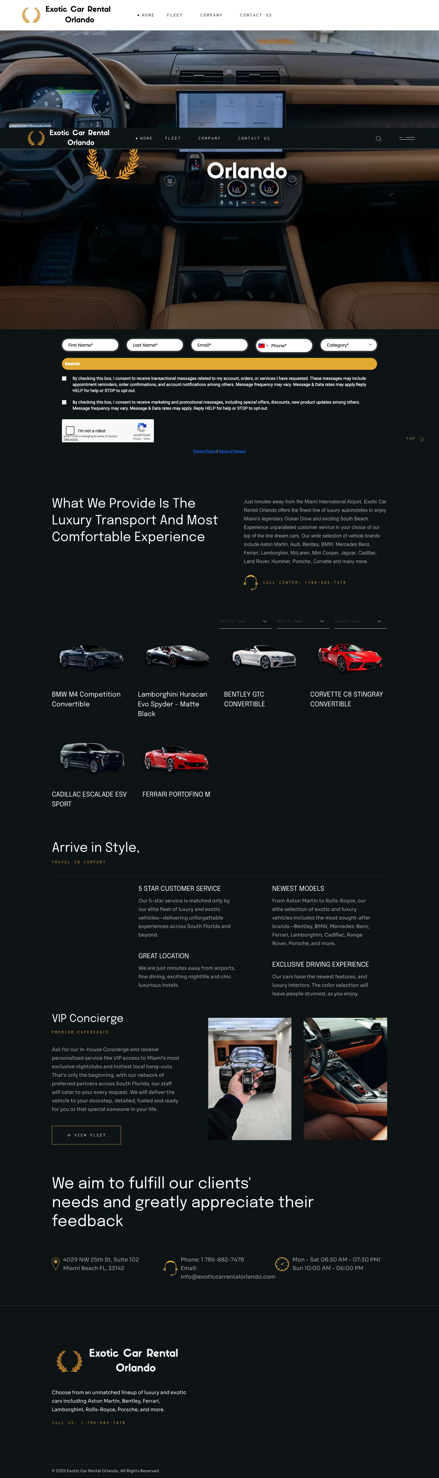 Your Partner For Luxury Cars | Exotic Car Rental Orlando - Full Screenshot