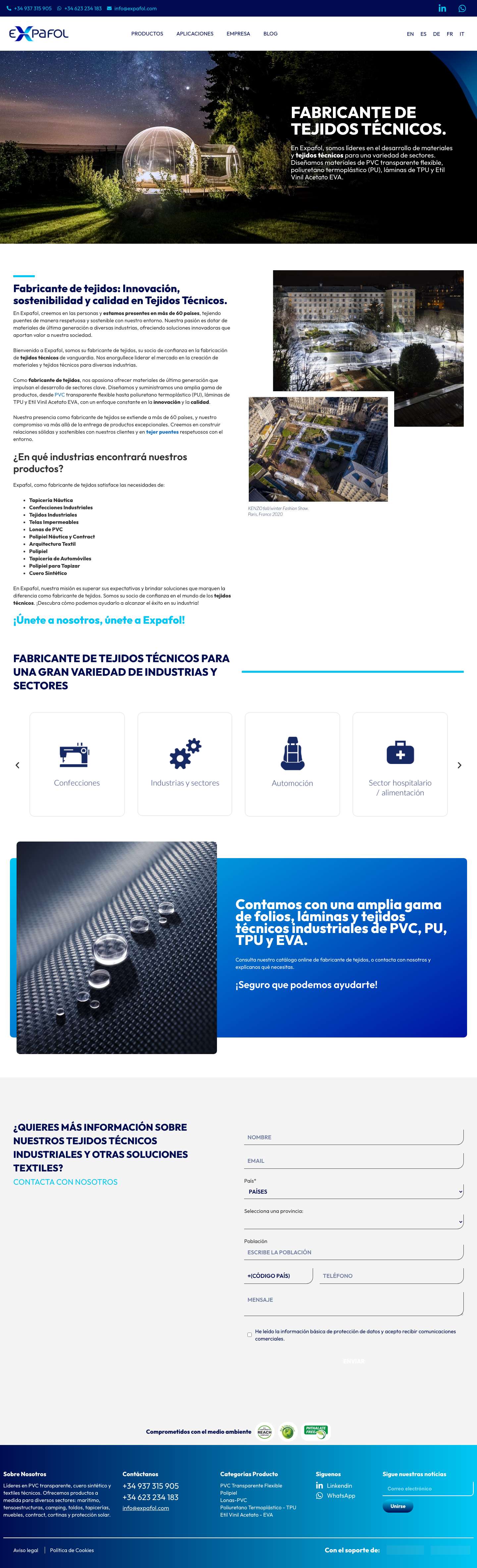 1° Fabricante de Tejidos Técnicos de calidad en Expafol - Full Screenshot