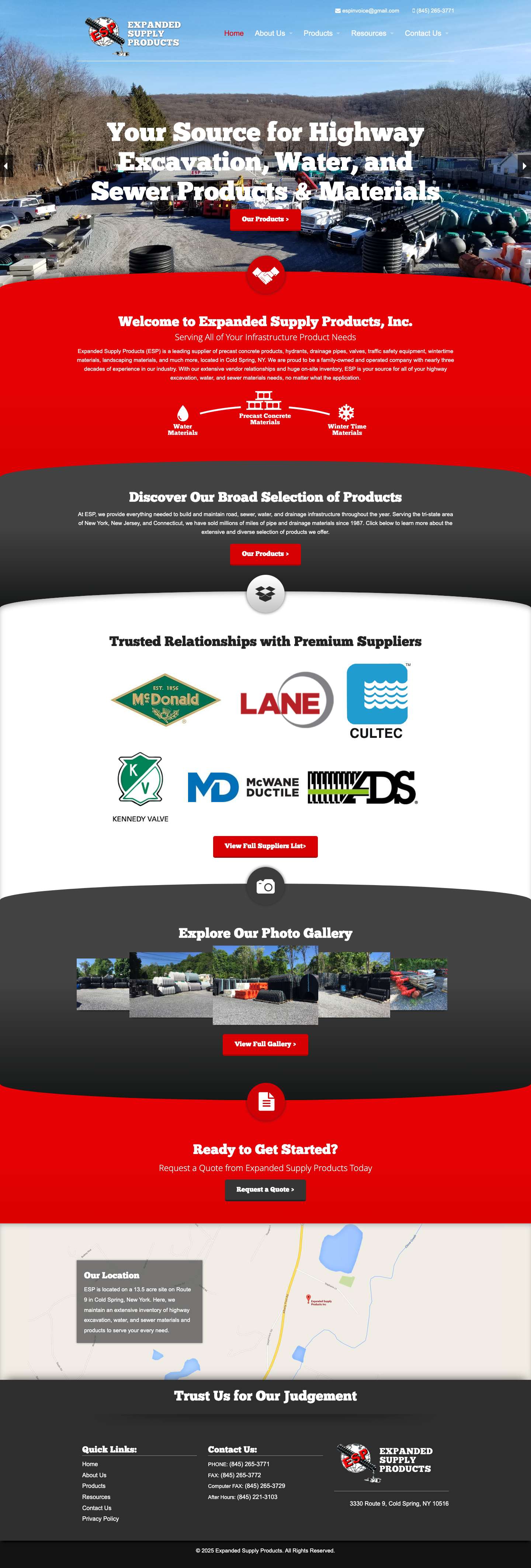 Expanded Supply Products: Precast Concrete | ESP Cold Spring NY - Full Screenshot