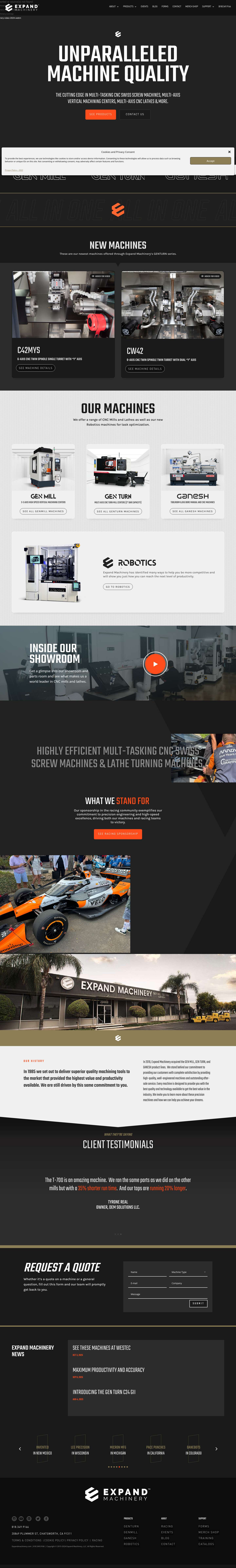 Expand Machinery | Multi-Axis CNC Swiss Screw & Mill Machines - Full Screenshot