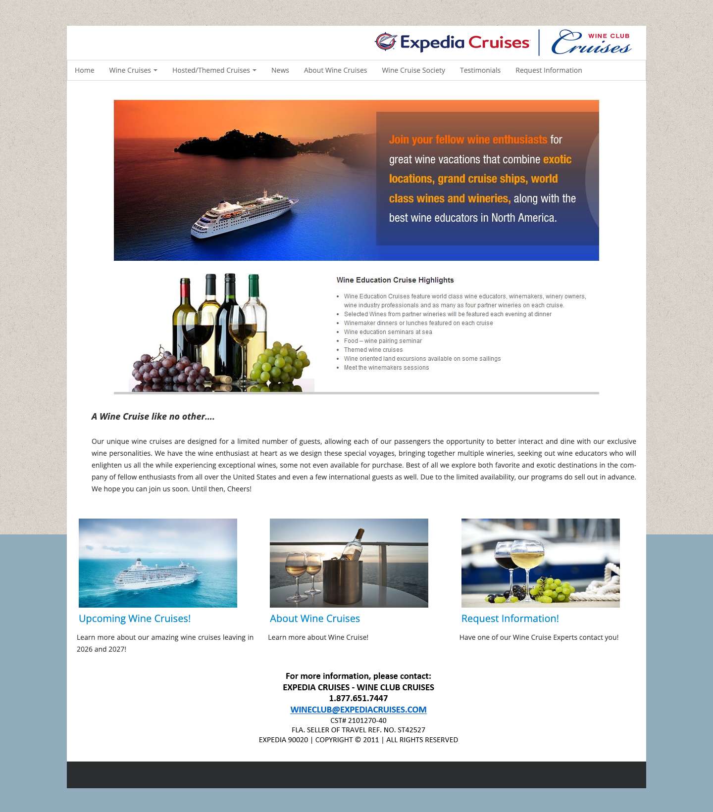 Wine Cruises - Exclusive Wine Cruise Adventures - Full Screenshot