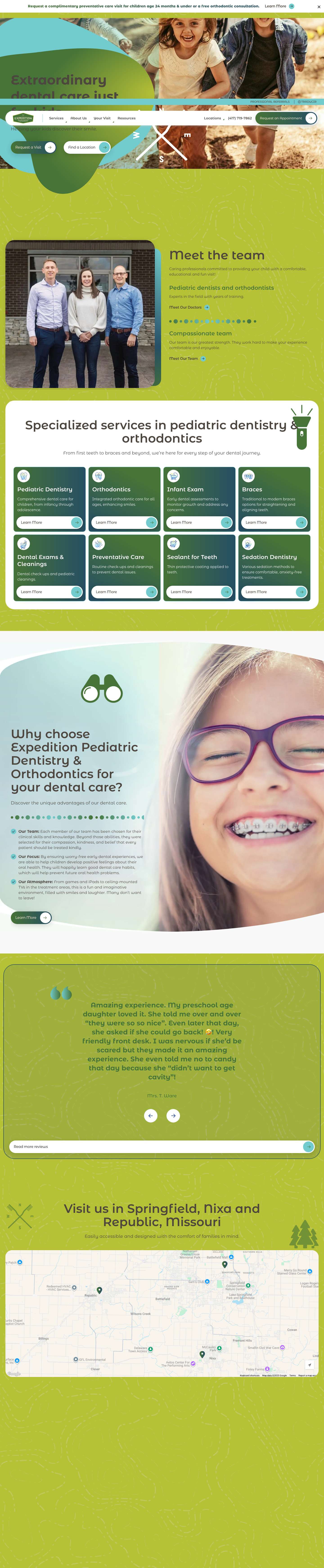 Comprehensive Dental Services for All Ages | Expedition Pediatric Dentistry & Orthodontics - Full Screenshot