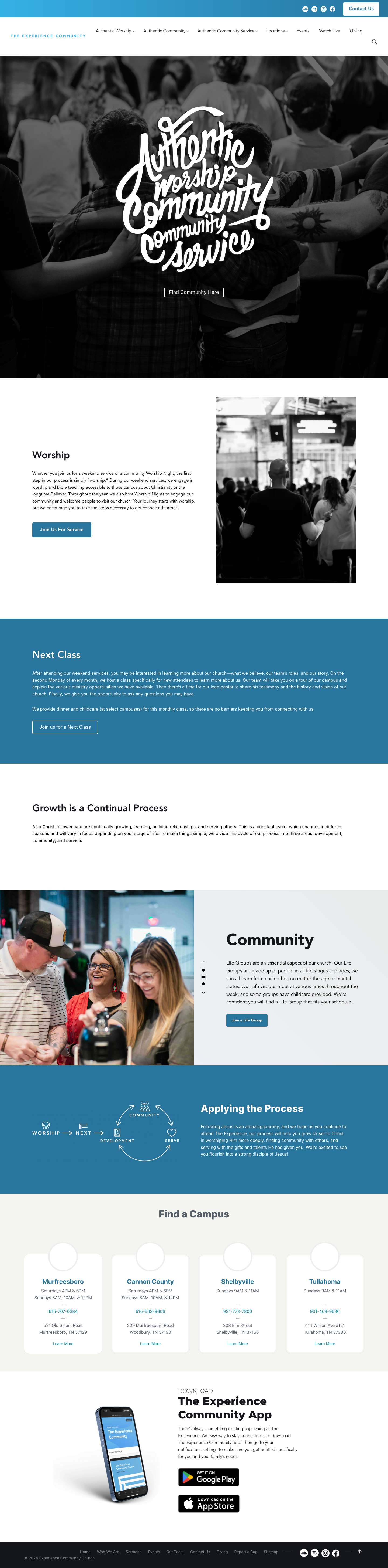 Community Church | The Experience Community Church - Full Screenshot