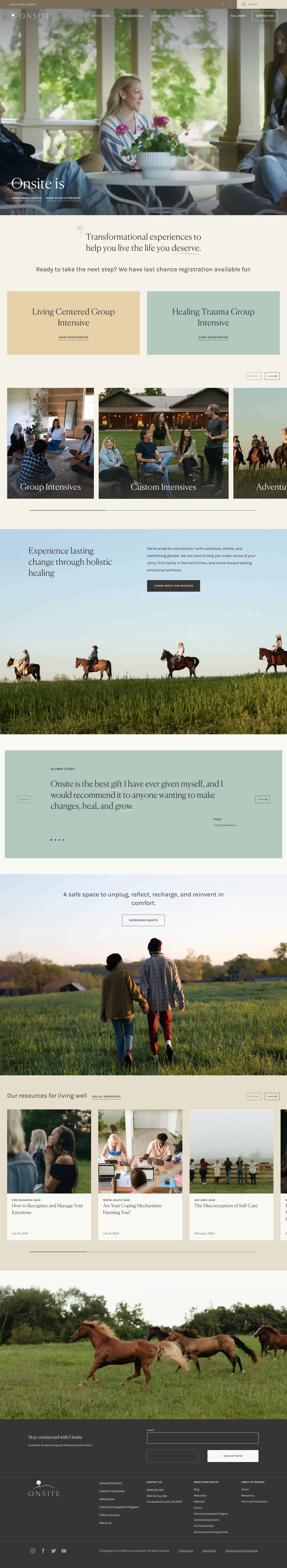 Onsite Workshops | Therapy, Counseling, & Wellness Retreats - Full Screenshot