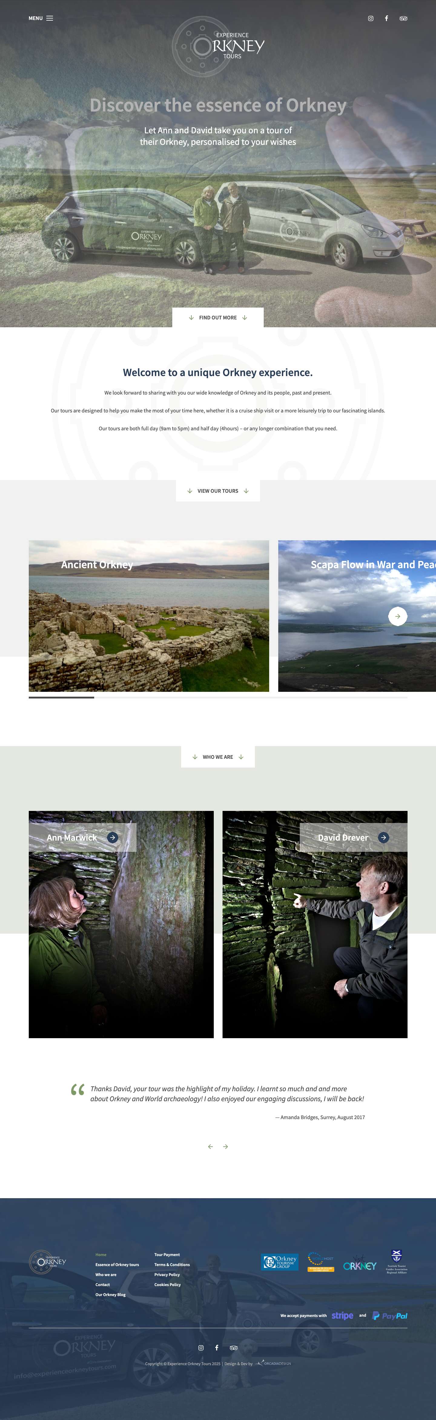 Discover the essence of Orkney - Experience Orkney Tours - Full Screenshot