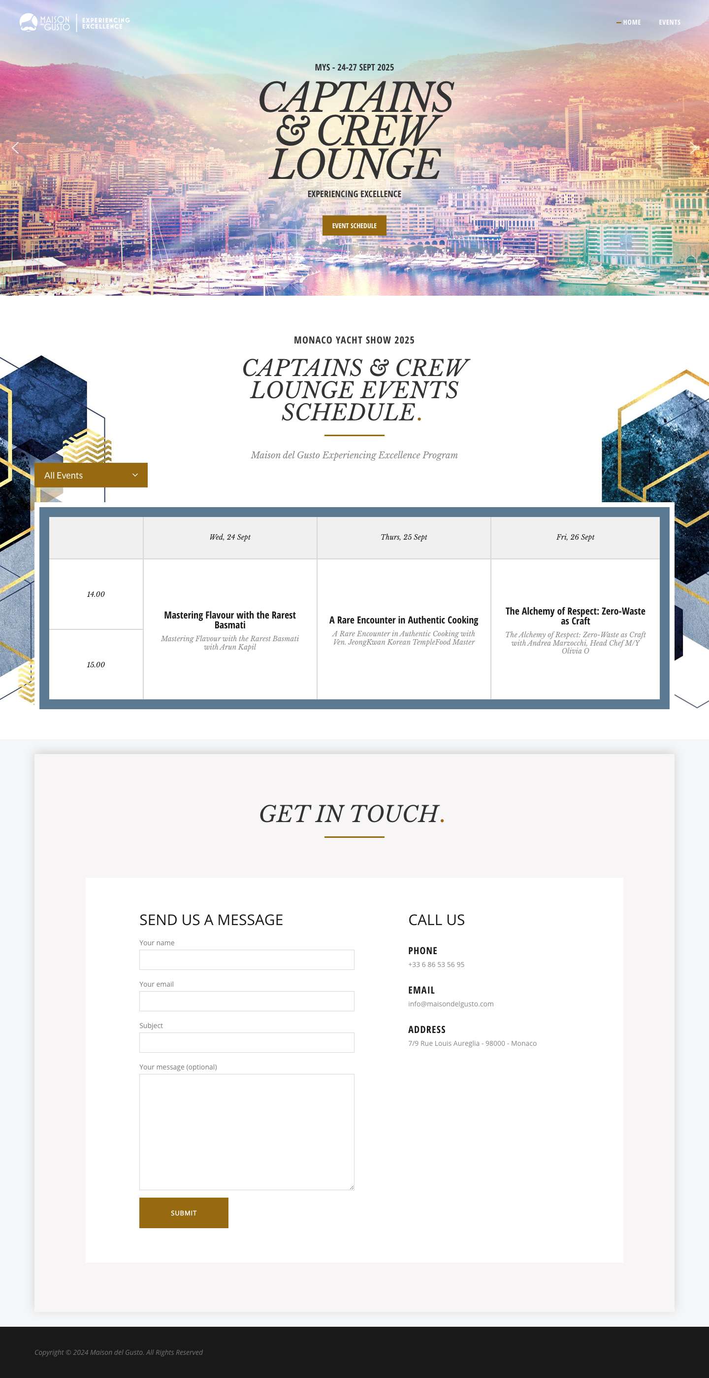 Maison del Gusto | Monaco Yacht Show - Full Screenshot