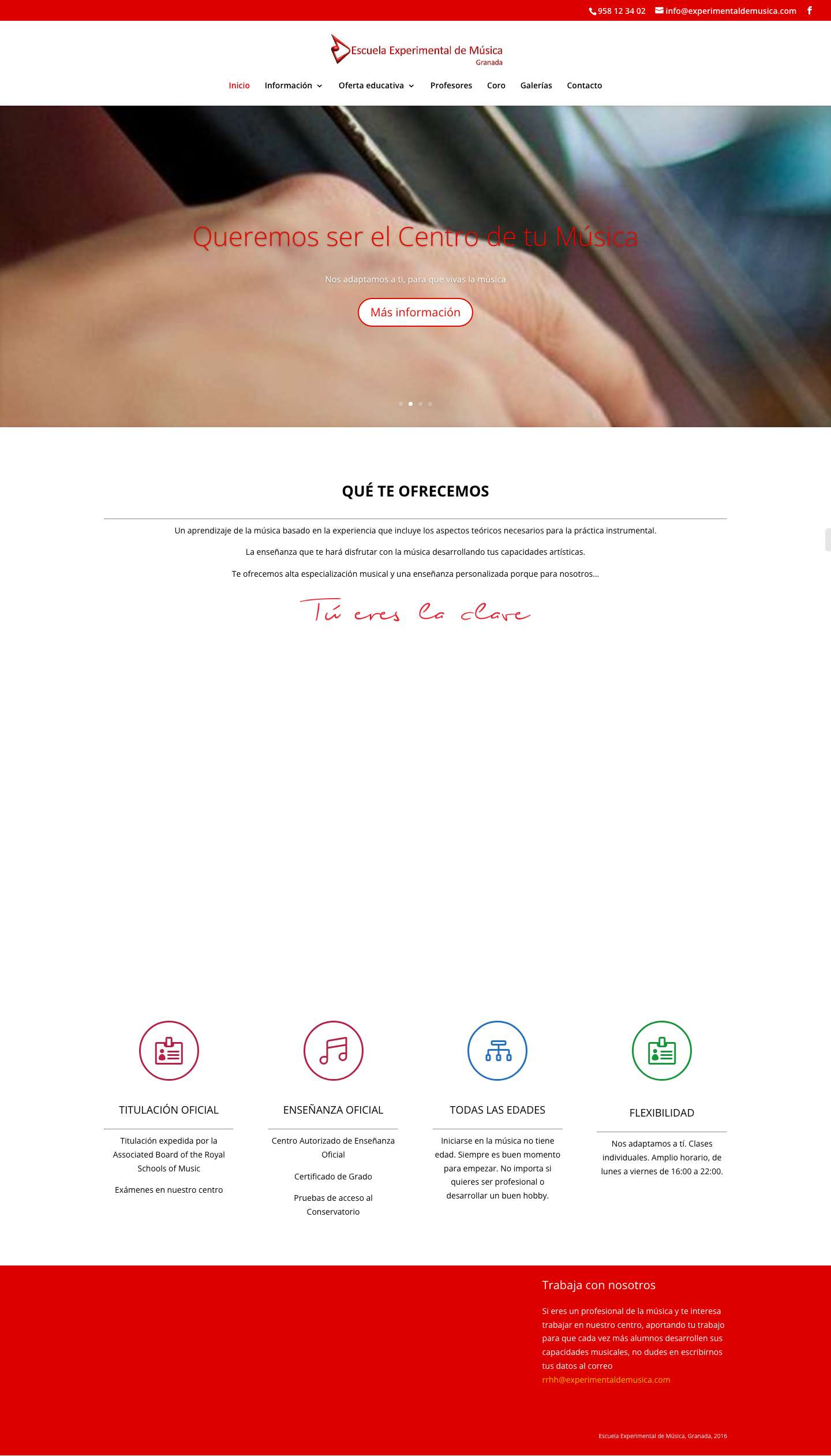 Escuela Experimental de Música | La Escuela Experimental de Música es un Conservatorio Privado en Granada, donde se cursan los estudios musicales según los programas de la Junta de Andalucía para las Enseñanzas Artísticas. - Full Screenshot