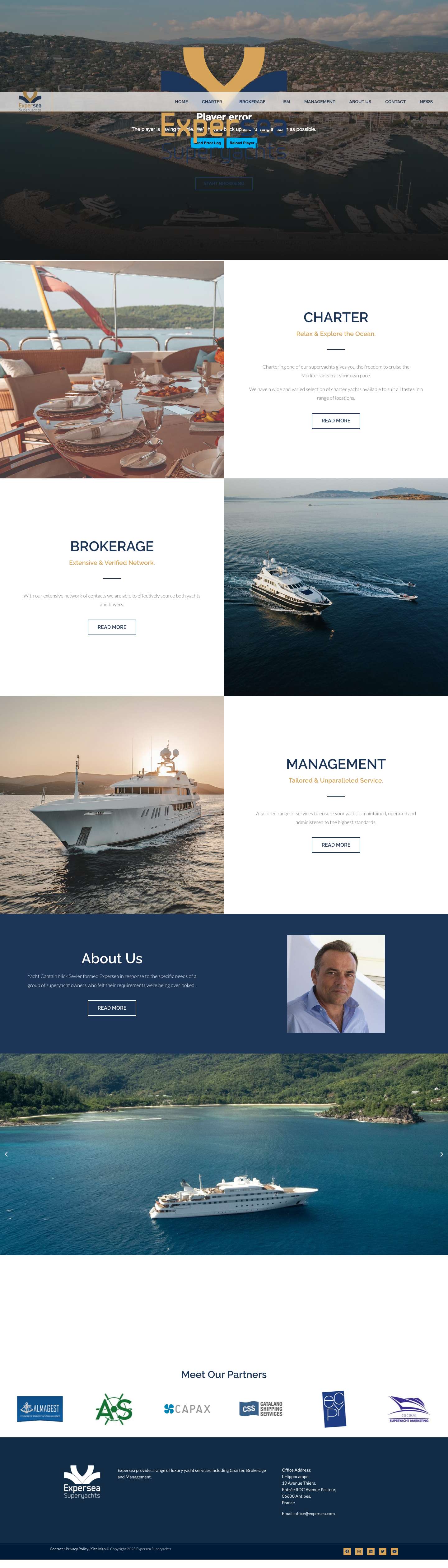 Expersea Superyachts | Charter, Management and Brokerage - Full Screenshot