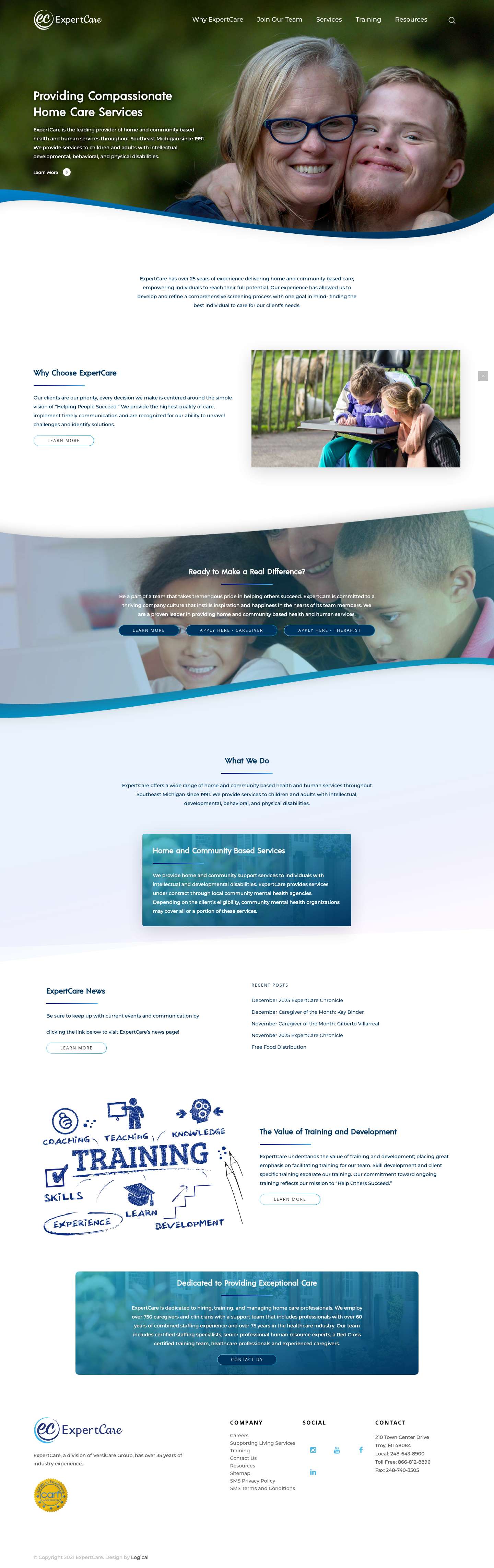 Expert Care – Providing Compassionate Home Care Services - Full Screenshot