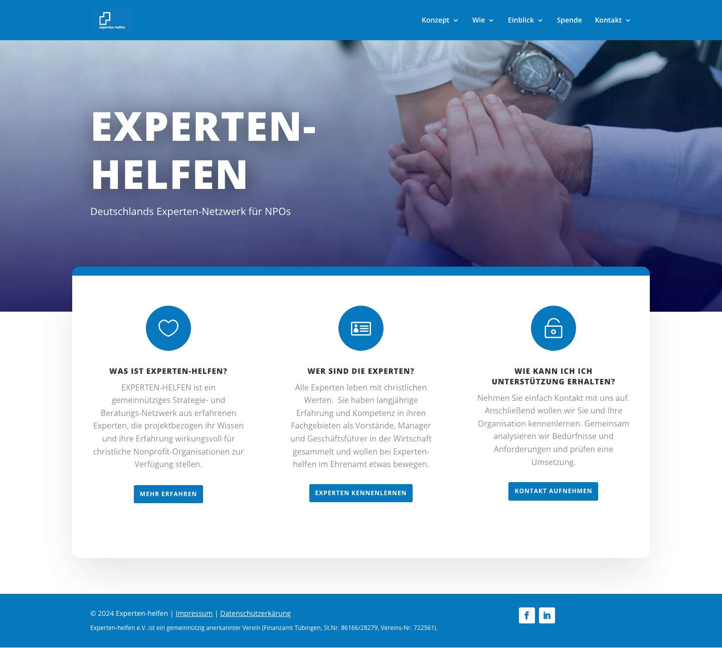 Experten-helfen Netzwerk Experten-helfen Netzwerk Unterstützung für Non-Profit-Organisationen Das Unterstützer-Netzwerk für NGOs - Full Screenshot