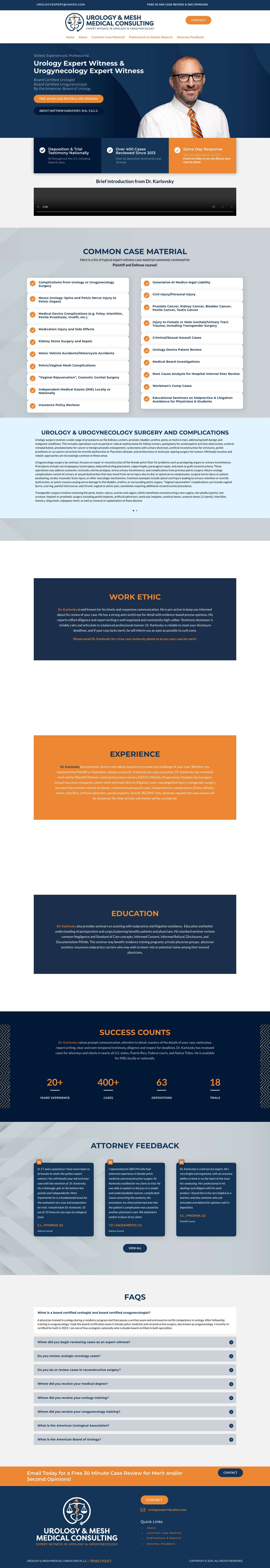 Urology Expert Witness | Urogynecology Expert | Matthew Karlovsky - Full Screenshot