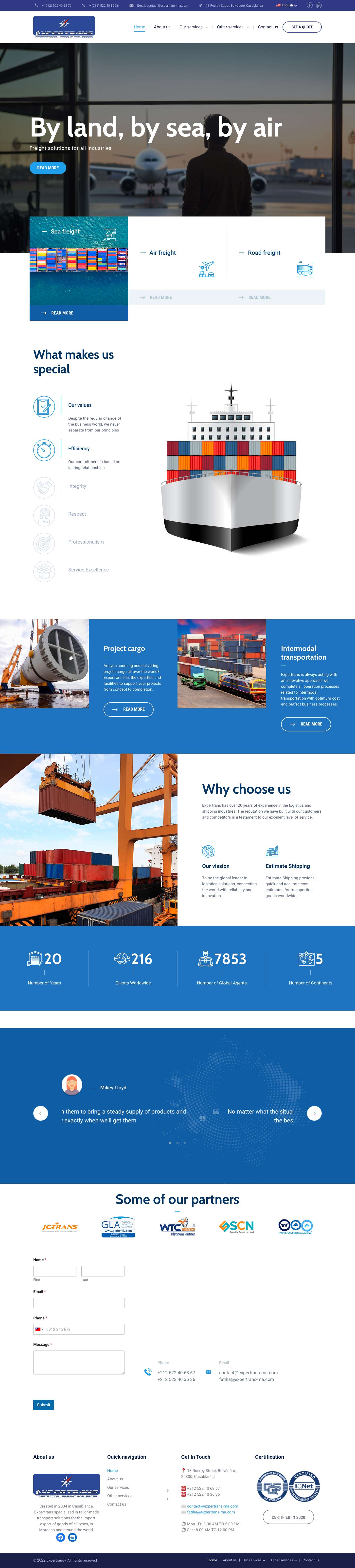 Home - EXPERTRANS - International Freight Forwarder - Full Screenshot