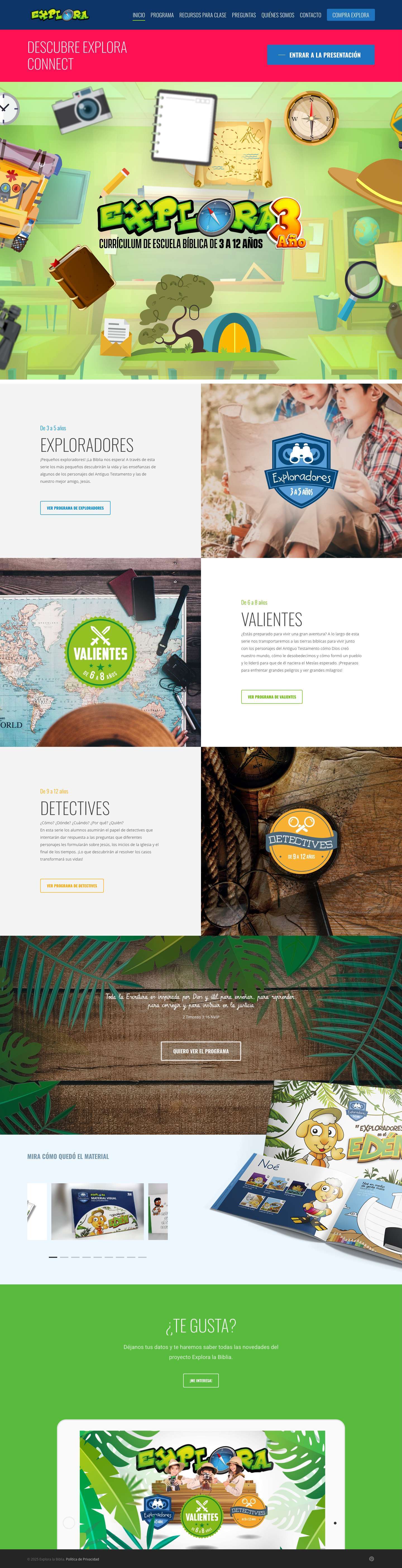 Explora la Biblia – Currículum de Escuela Dominical de 3 a 12 años - Full Screenshot