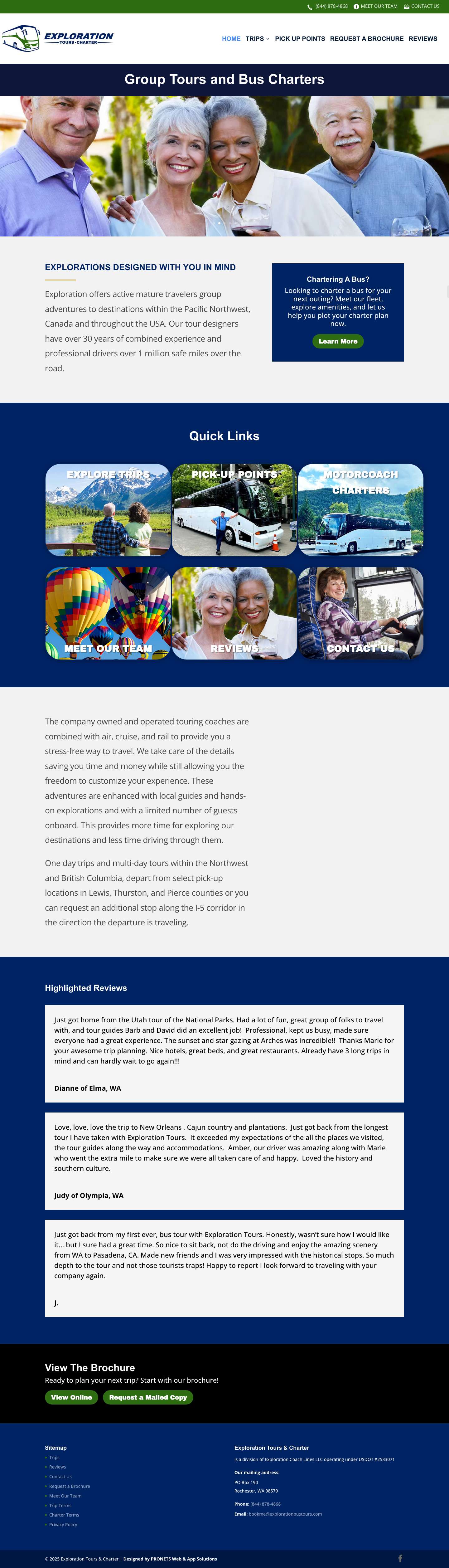 Exploration Bus Tours & Trips | Charter Buses near Olympia WA - Full Screenshot