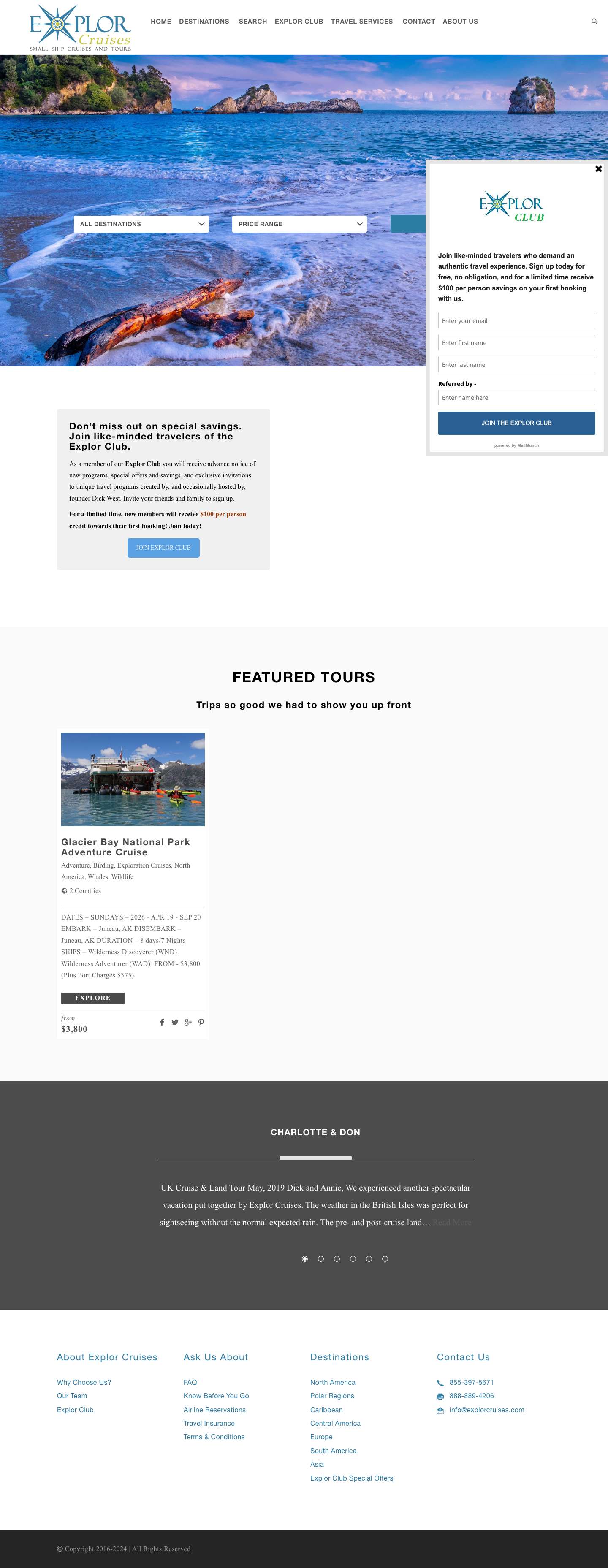 Explor Cruises - Home - Full Screenshot
