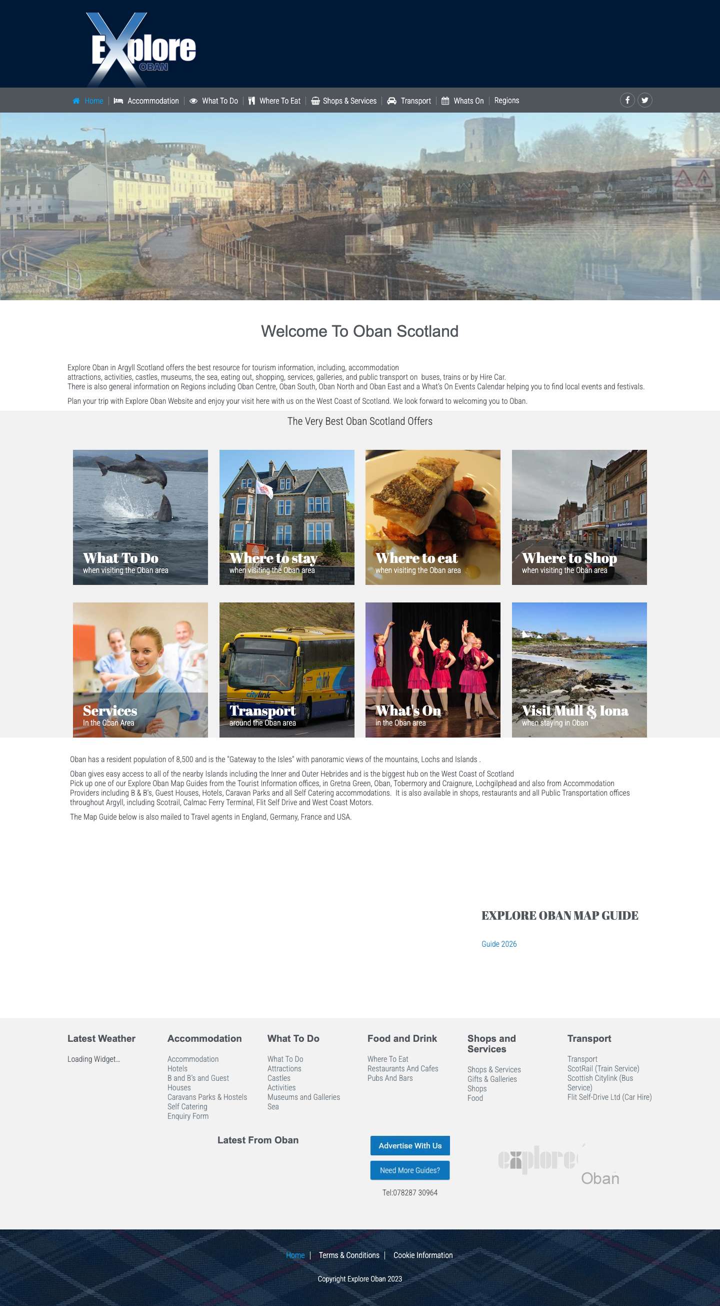 Explore Oban | Tourist Information about Oban areaExplore ObanExplore Oban | Tourist Information about Oban area - Full Screenshot