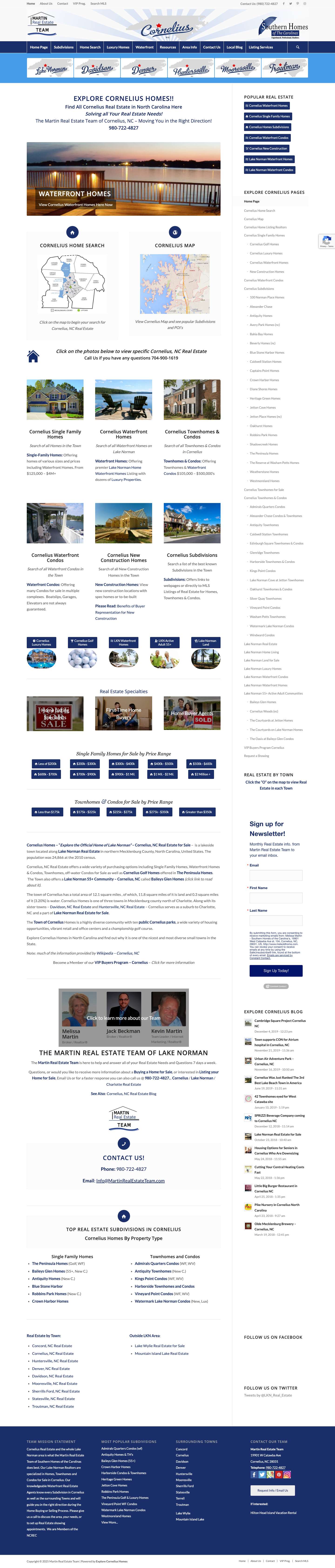 Explore Cornelius Homes, NC - Real Estate for Sale - Lake Norman - Full Screenshot