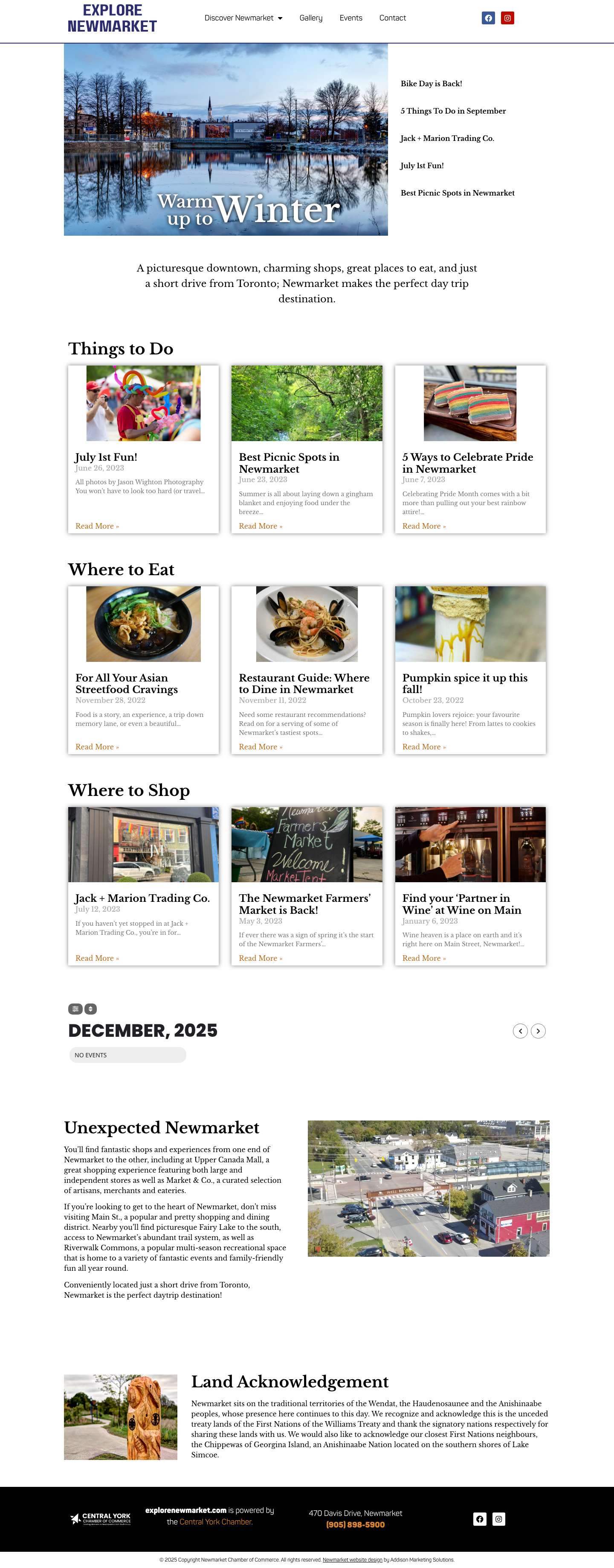 explorenewmarket.com - City Life Meets Small Town Charm - Full Screenshot