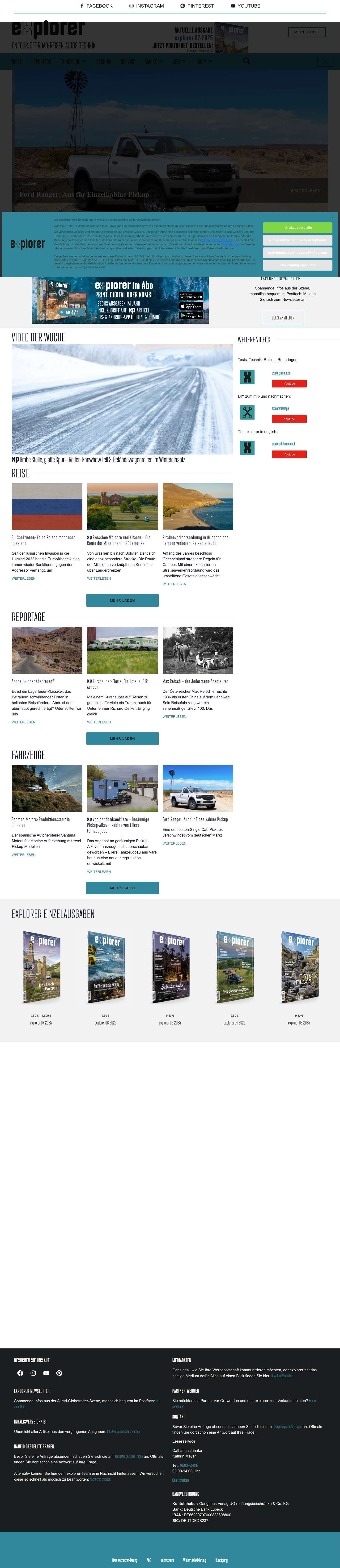 explorer Magazin – Das Reise- und Automagazin für Overlander - Full Screenshot