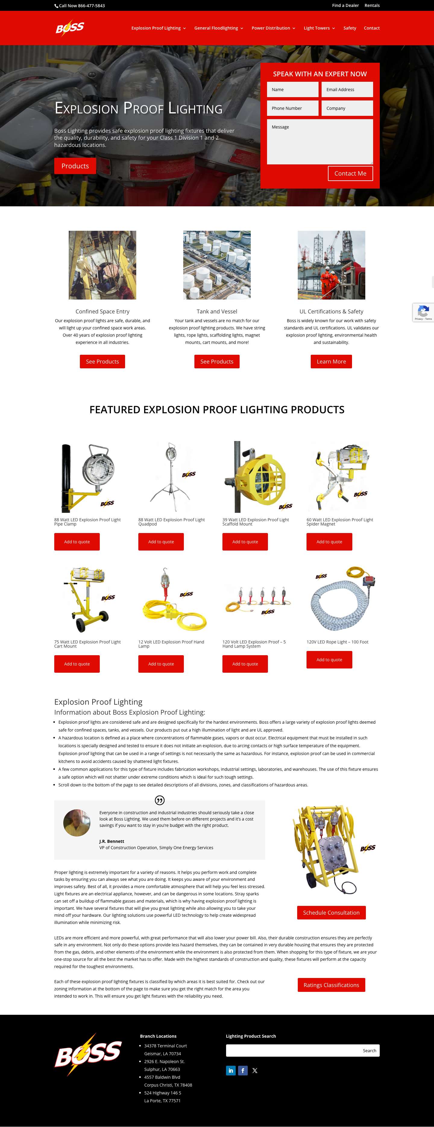 Explosion Proof Lighting | Confined Space, Tanks, Offshore - Full Screenshot