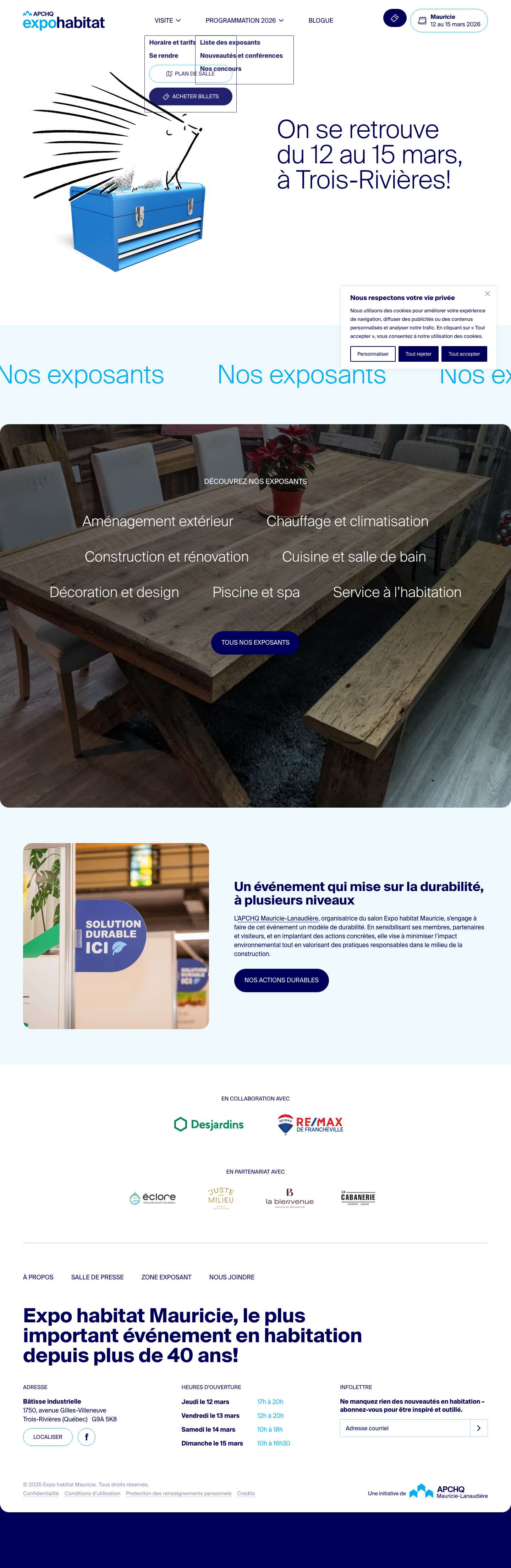 Expo habitat Mauricie | Des outils pour donner vie à vos idées - Full Screenshot