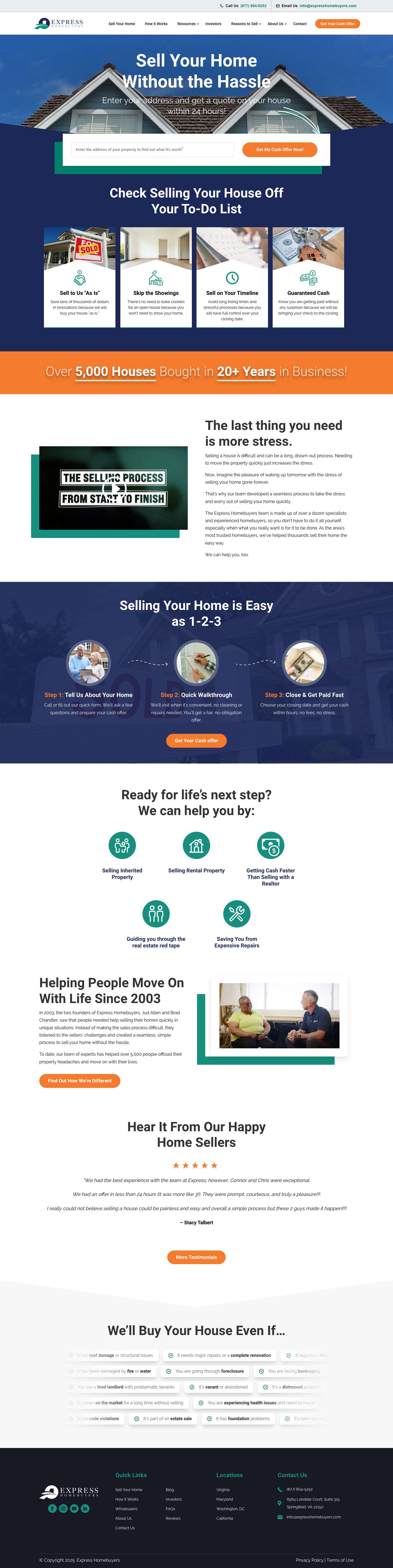 Sell Your House Quickly for Cash to Express Homebuyers - Full Screenshot