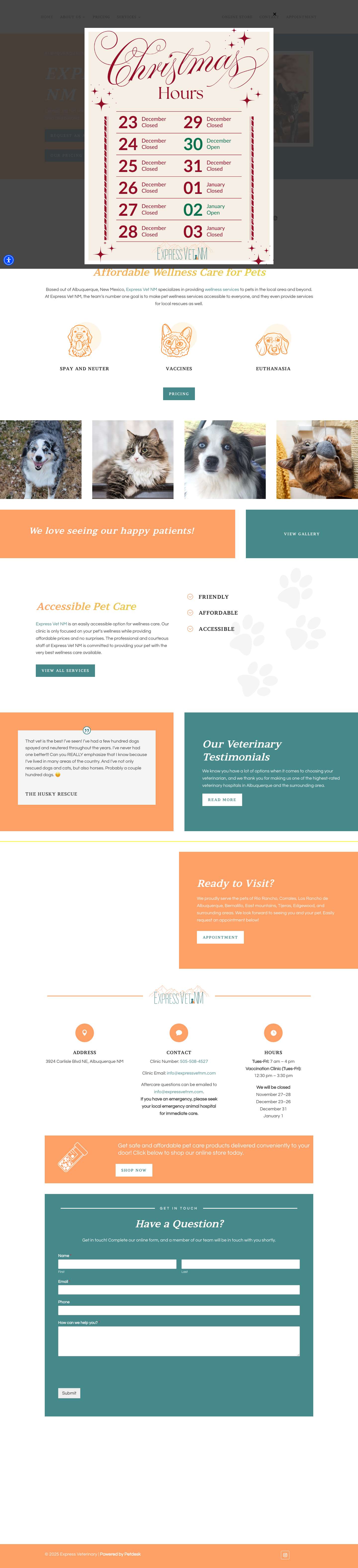 Pet Spay, Neuter And Vaccines Albuquerque | Express Vet NM - Full Screenshot