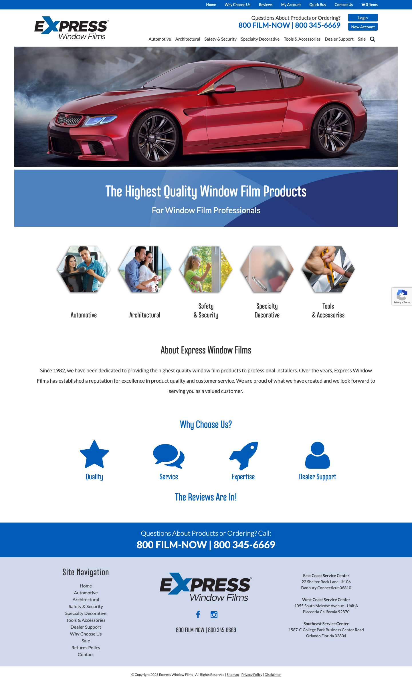 Home of Express Window Film Products For Professional Installers - Full Screenshot