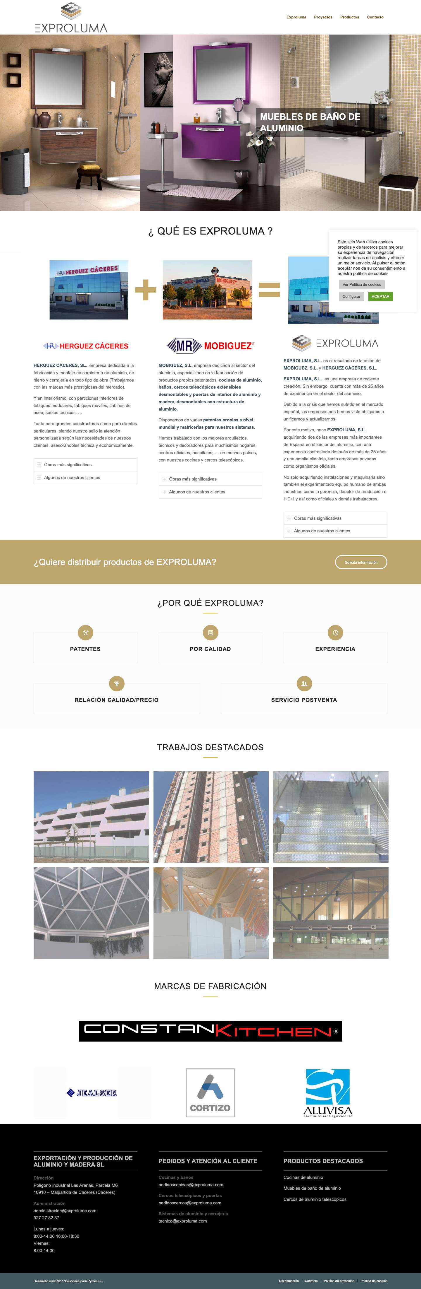 Puertas, ventanas y estructuras de aluminio | EXPROLUMA - Full Screenshot