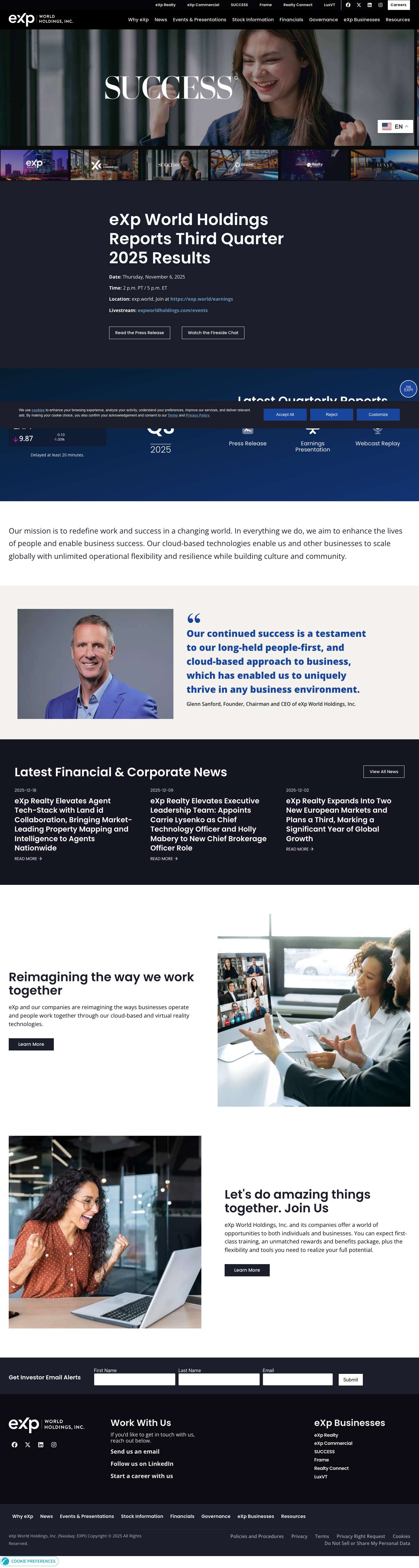 eXp Realty - Award winning real estate brokerage - eXp World Holdings - Full Screenshot