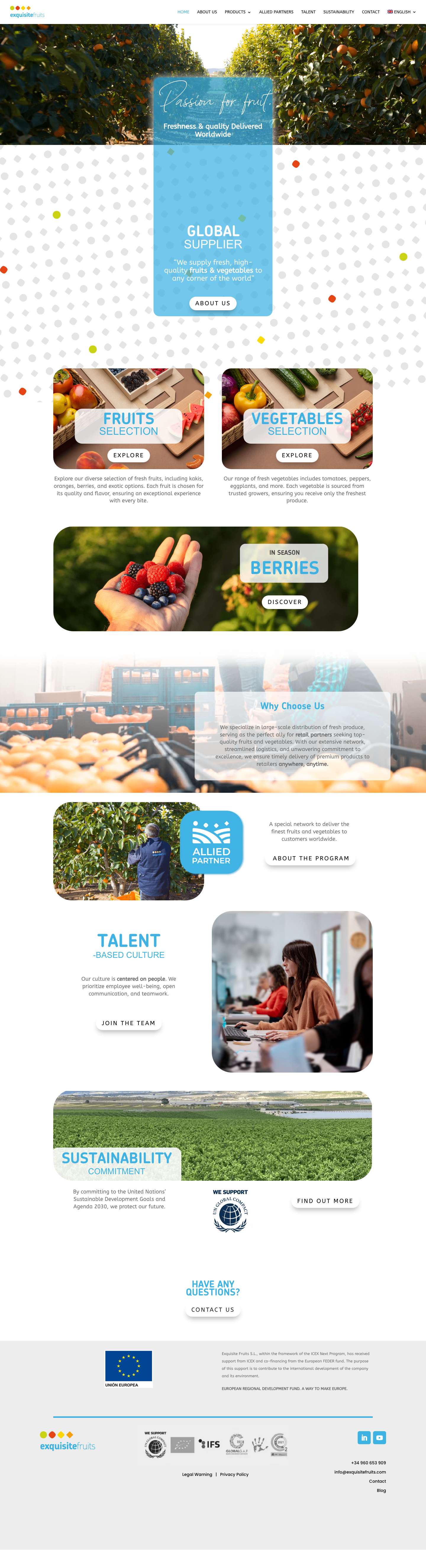 Quality & Freshness Worldwide - Exquisite Fruits - Full Screenshot