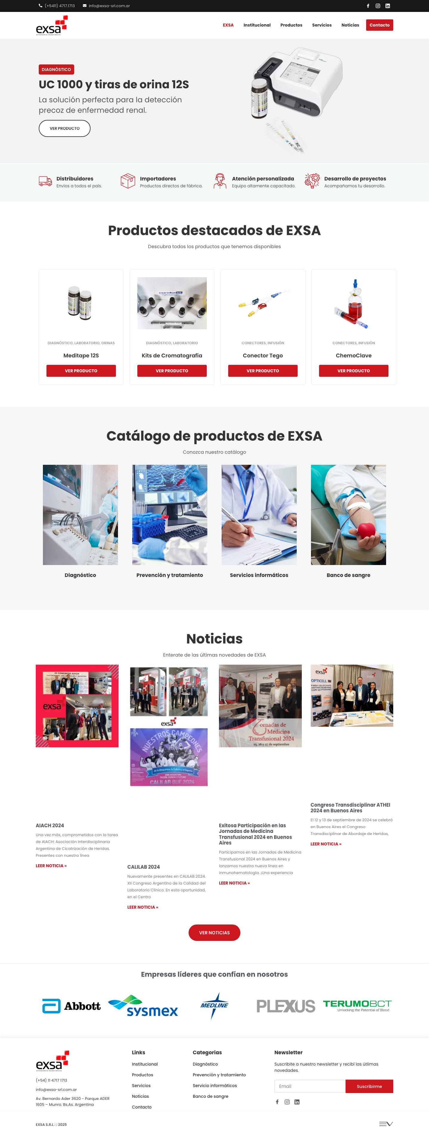EXSA SRL – Distribuidor de insumos médicos - Full Screenshot