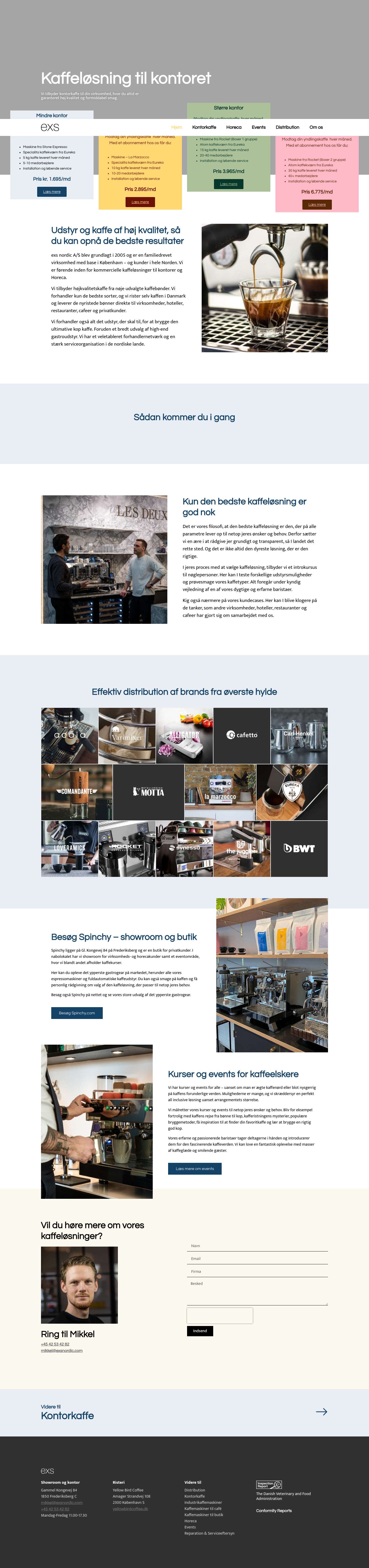Kvalitets kaffeløsninger til kontor og Horeca | exs Nordic - Full Screenshot