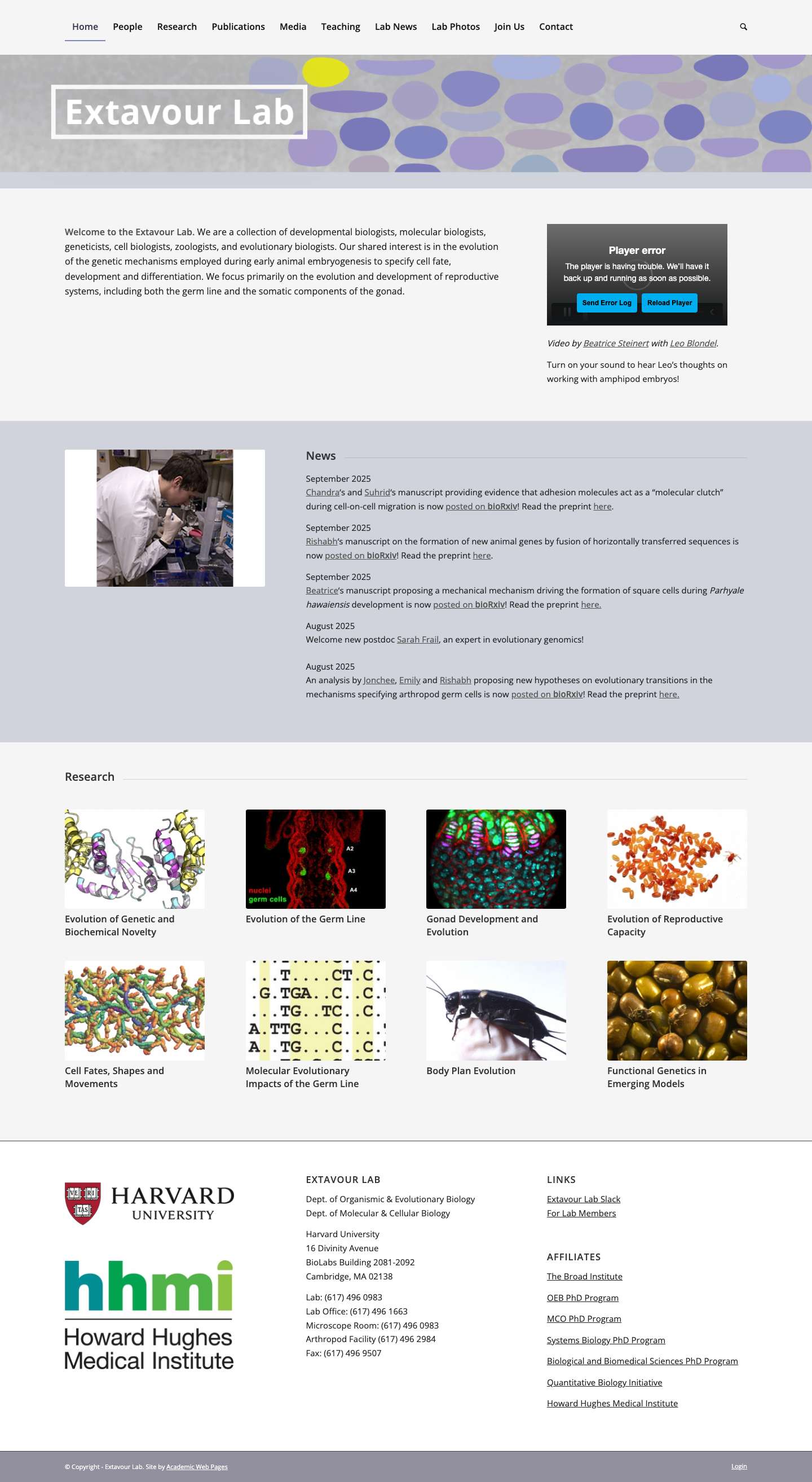 Extavour Lab | Harvard UniversityExtavour Lab – Harvard University - Full Screenshot