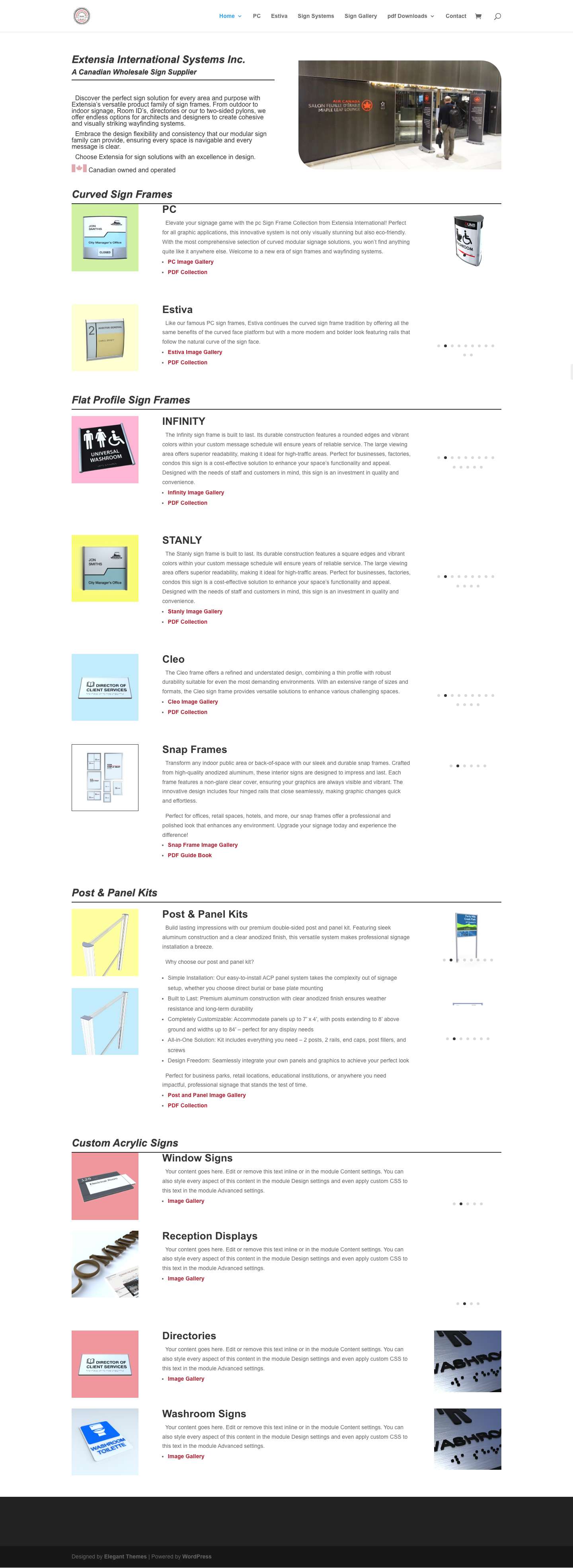 Extensia International Systems Inc. – Canada's largest selection of Sign frames and wayfinding systems - Full Screenshot