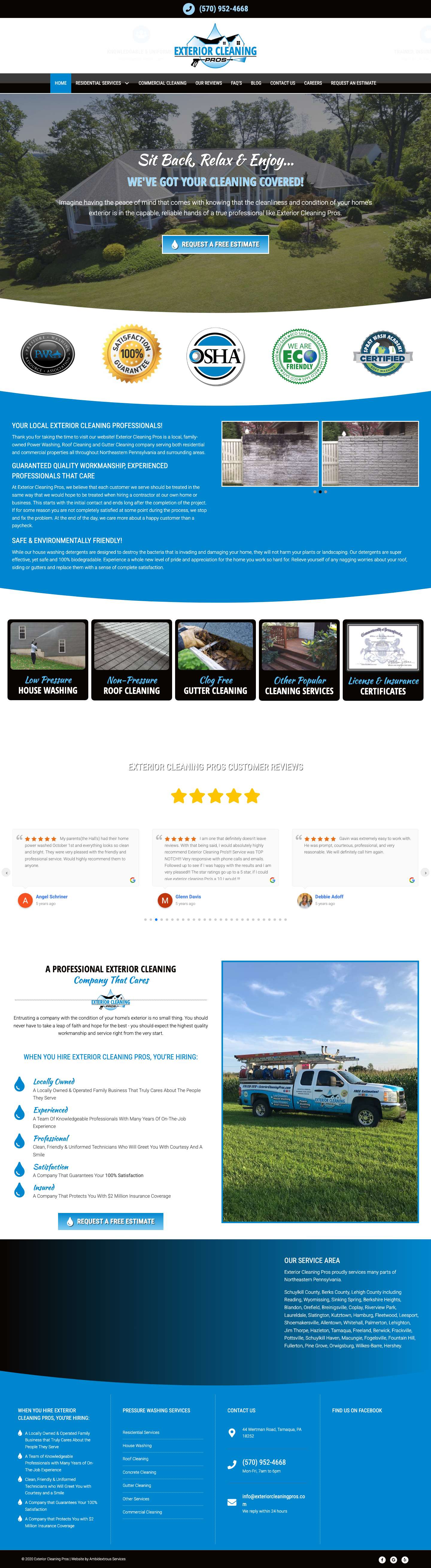 Exterior Cleaning Pros – Power Washing Northeast PA - Full Screenshot