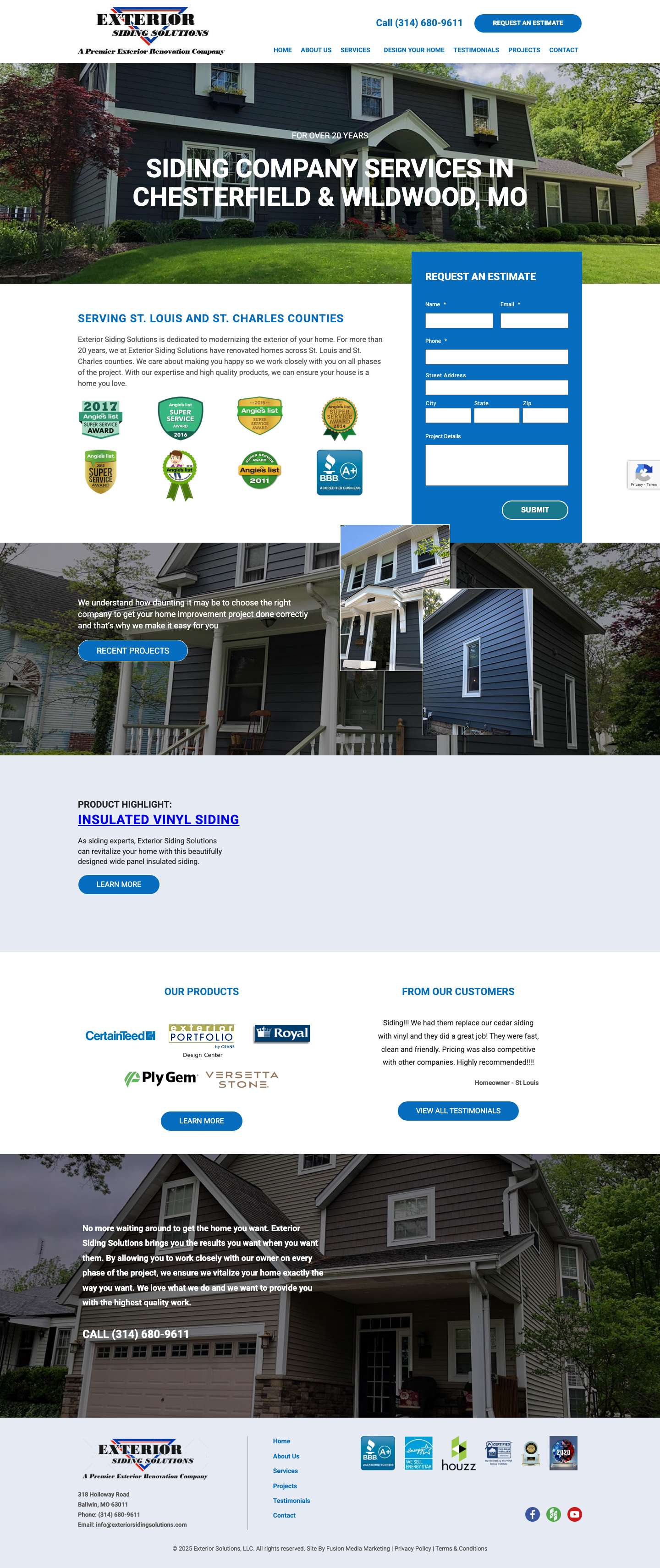 Premium Vinyl Siding Contractor in Chesterfield, MO | Exterior Siding Solutions - Full Screenshot