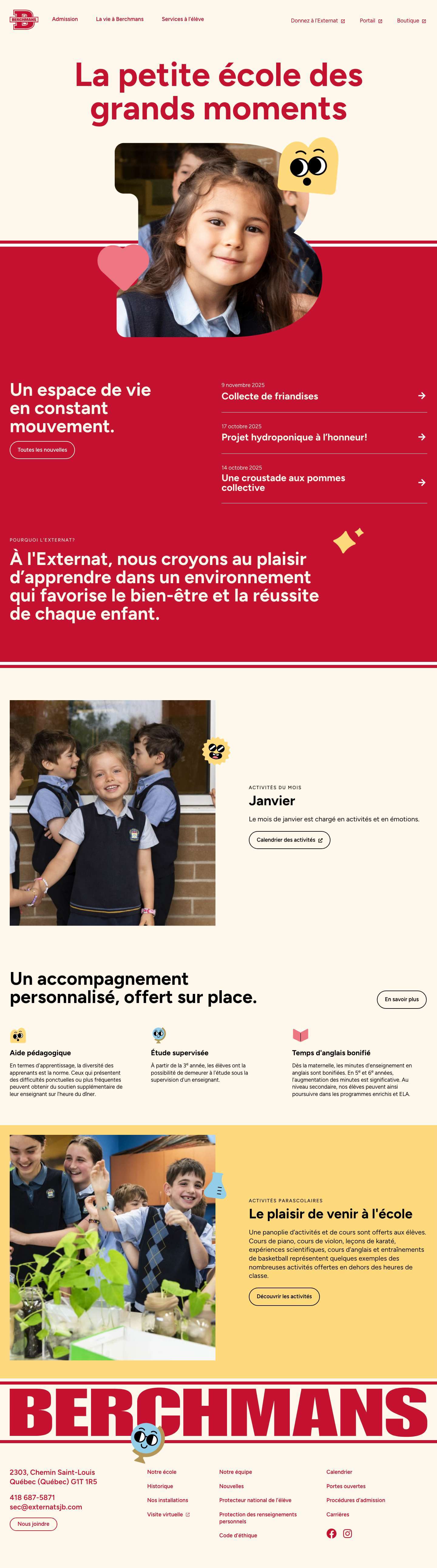 Externat St-Jean-Berchmans - Accueil - Full Screenshot