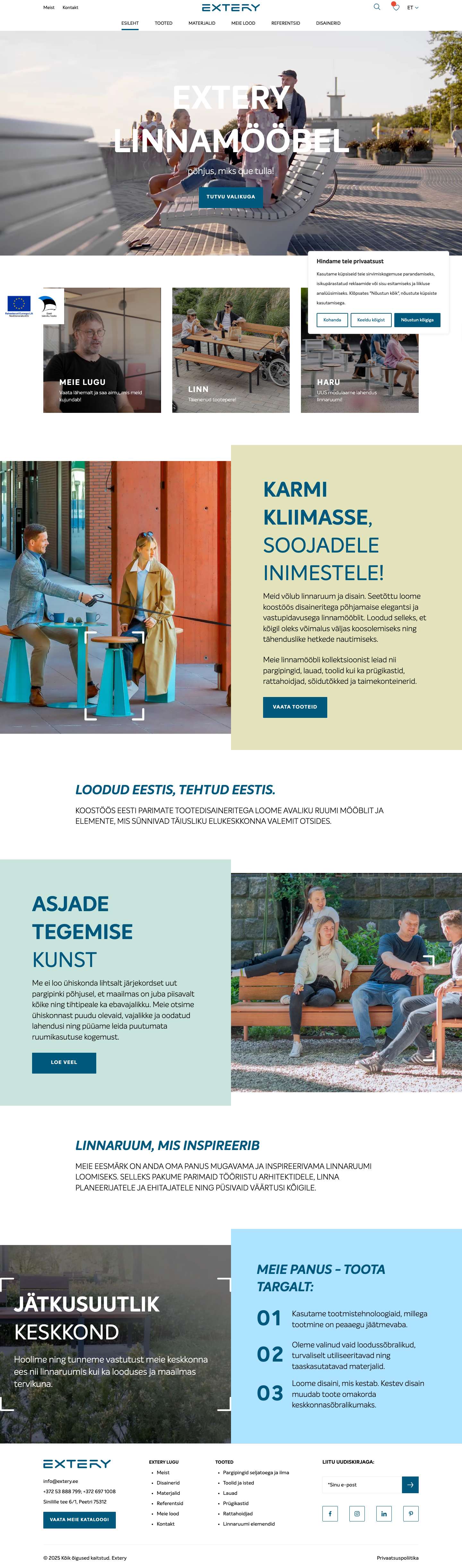 Linnamööbel - pargipingid, prügikastid, rattahoidjad, pollarid - Full Screenshot