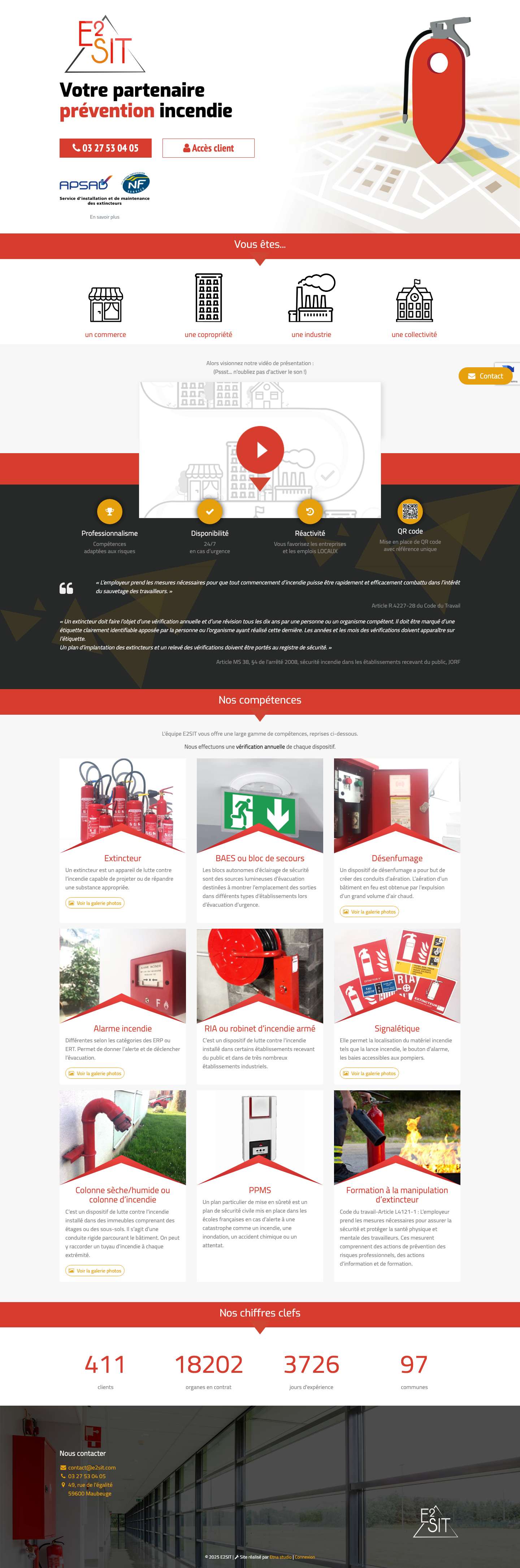 E2SIT - Votre partenaire prévention incendie – Maubeuge et Valenciennes - Full Screenshot