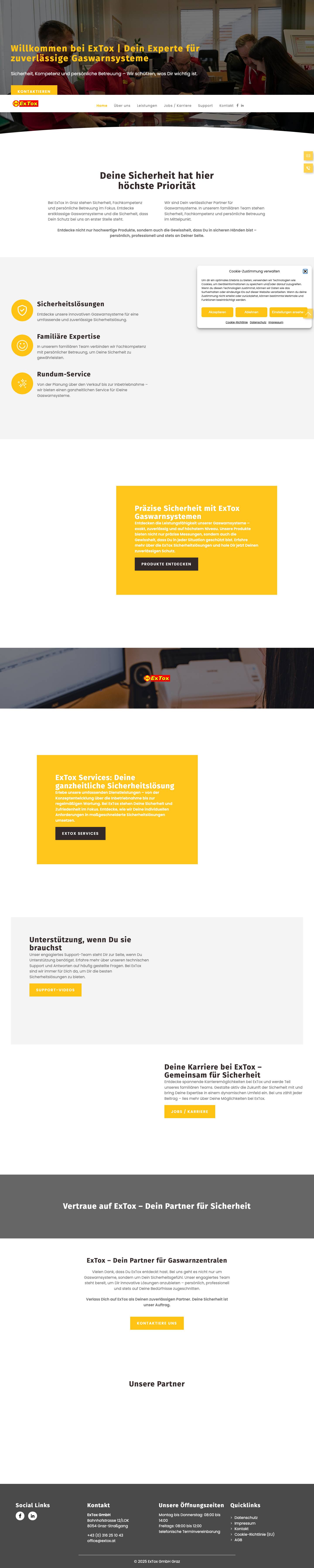 ExTox Gaswarnsysteme in Graz | Sicherheit durch Innovation - Full Screenshot