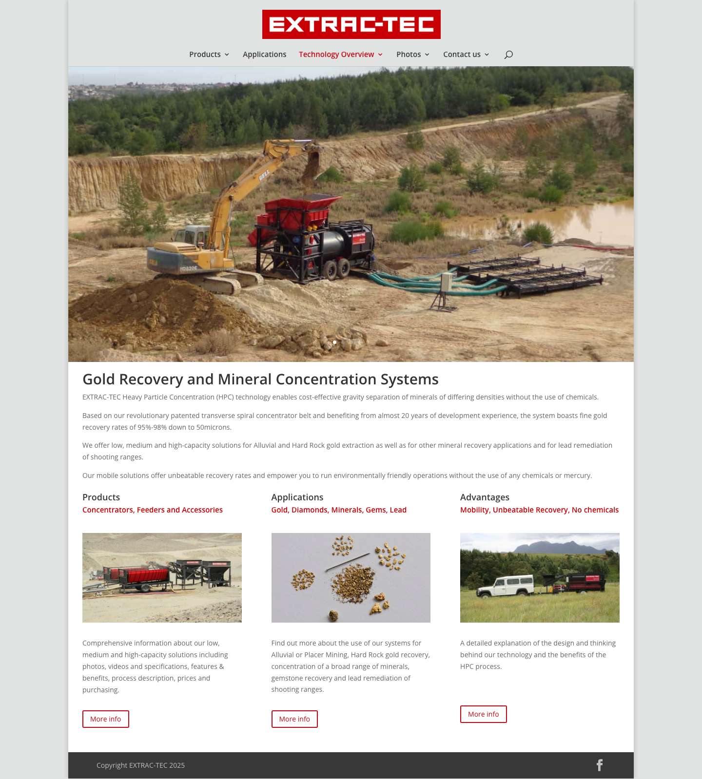 Extrac-Tec | Gold recovery and mining concentration equipment - Full Screenshot