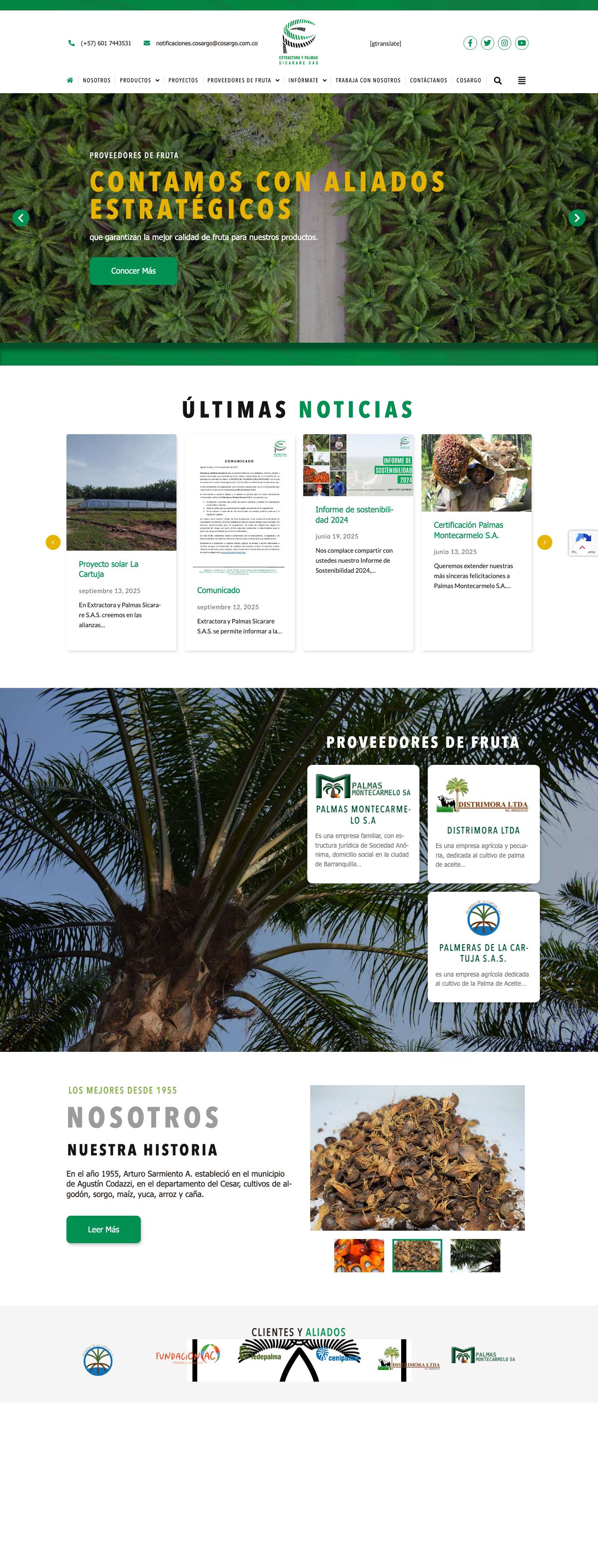 Inicio - Extractora y Palma Sicarare SAS - Full Screenshot